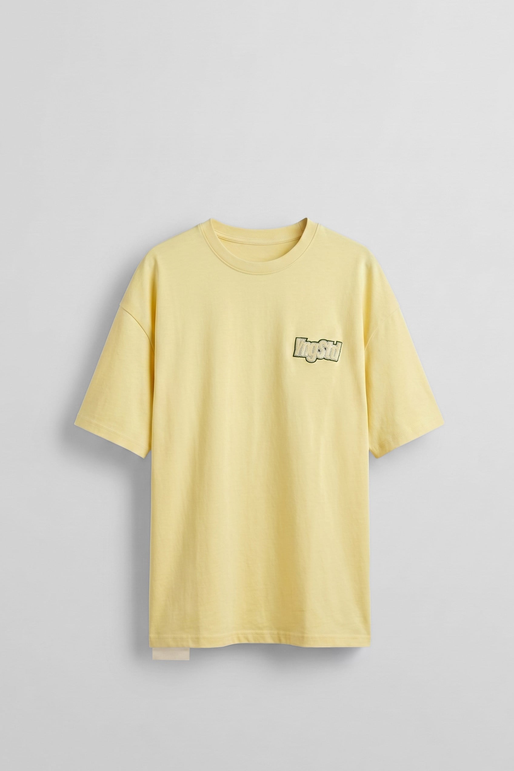 Erkek Boxy Fit Kabartma Nakışlı T-Shirt Sarı