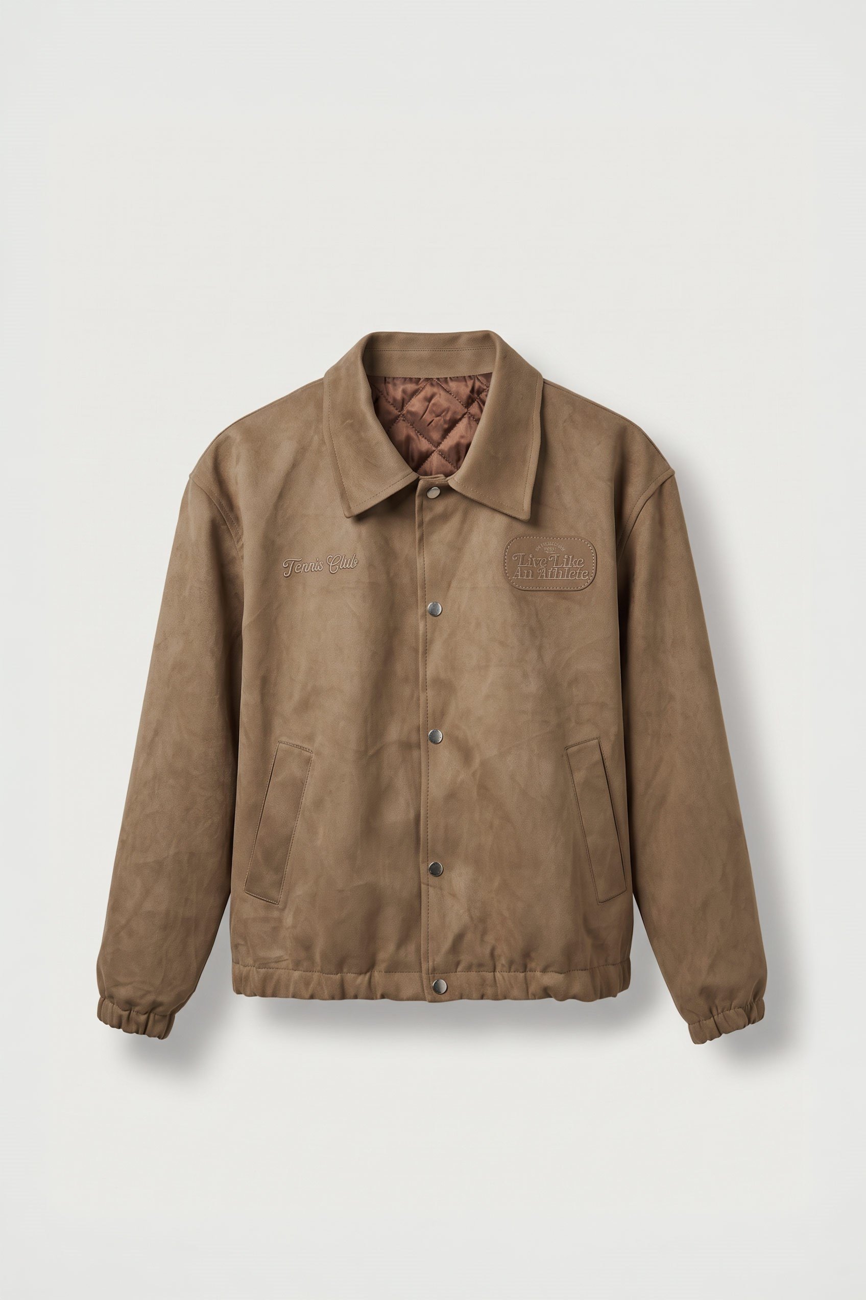 Erkek Boxy Fit Retro Nakışlı Süet Efektli Ceket Kahverengi
