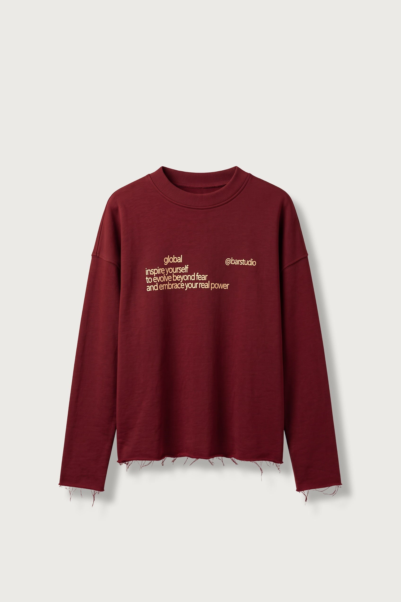 Erkek Boxy Fit Yazı Baskılı Bisiklet Yaka Sweatshirt Kırmızı