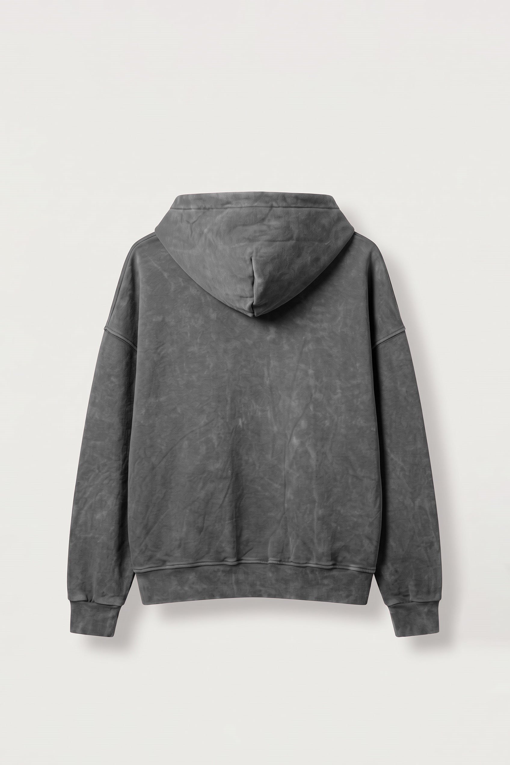 Erkek Boxy Fit Yıkamalı Metal Tokalı Kapüşonlu Sweatshirt Füme