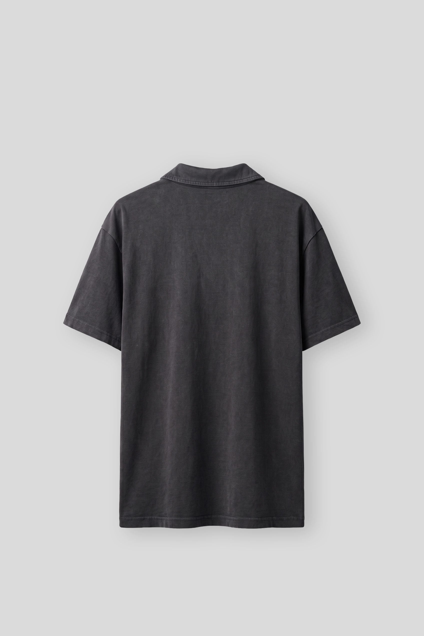 Erkek Boxy Fit Yıkamalı Polo Yaka T-Shirt Siyah