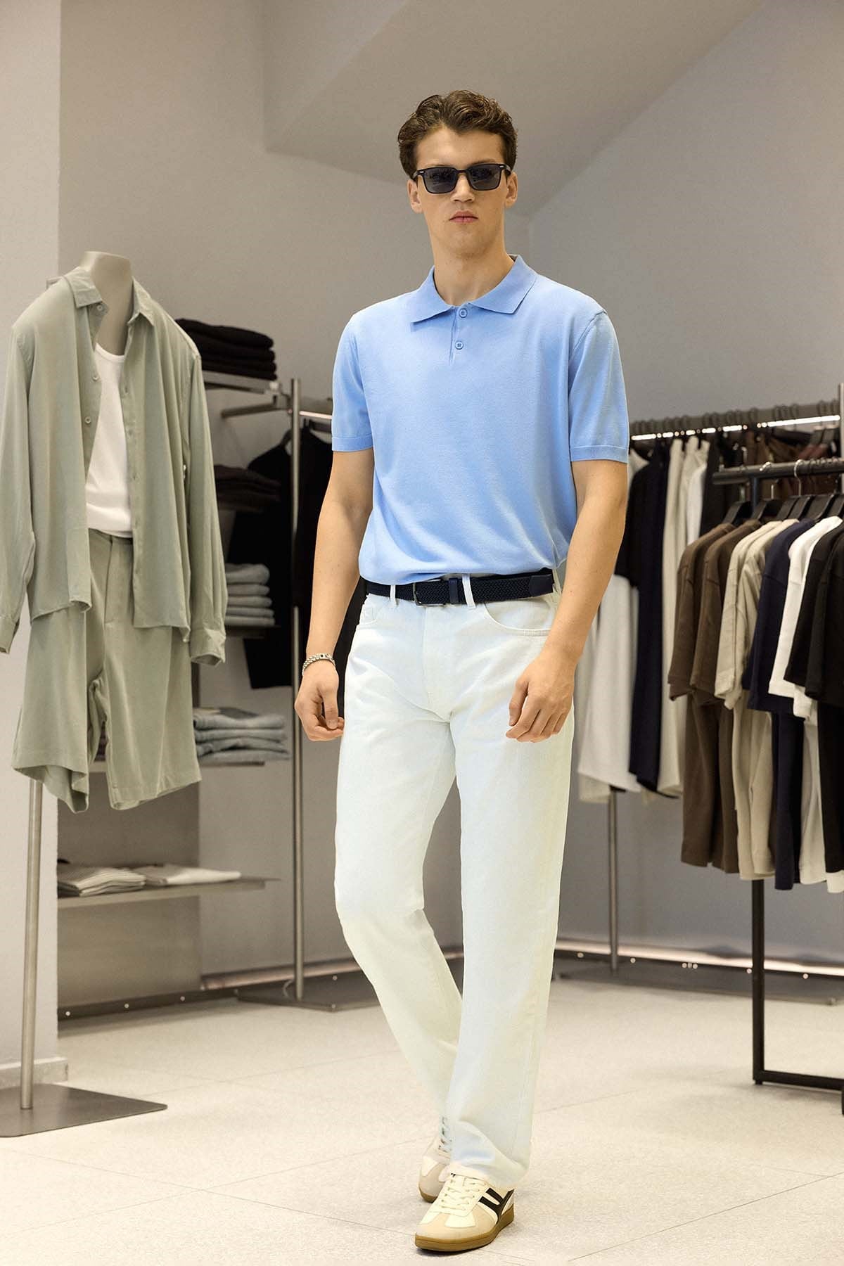 Erkek Boyfriend %100 Pamuk Jean Pantolon Beyaz