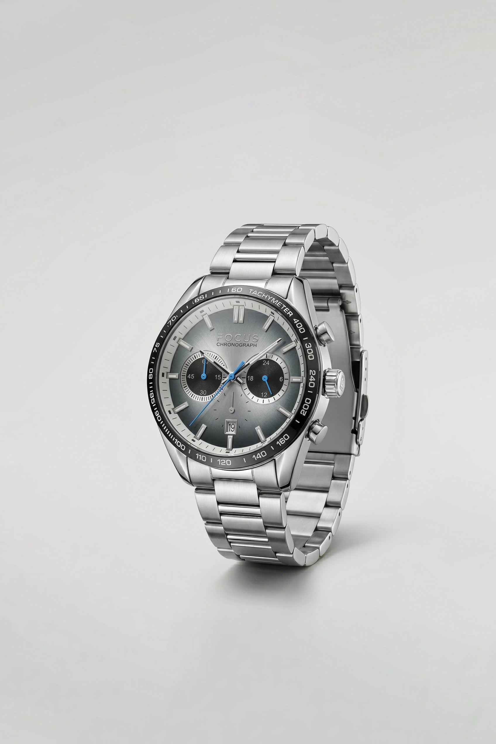 Erkek Çelik Kordon Tachymeter Analog Kol Saati Gümüş