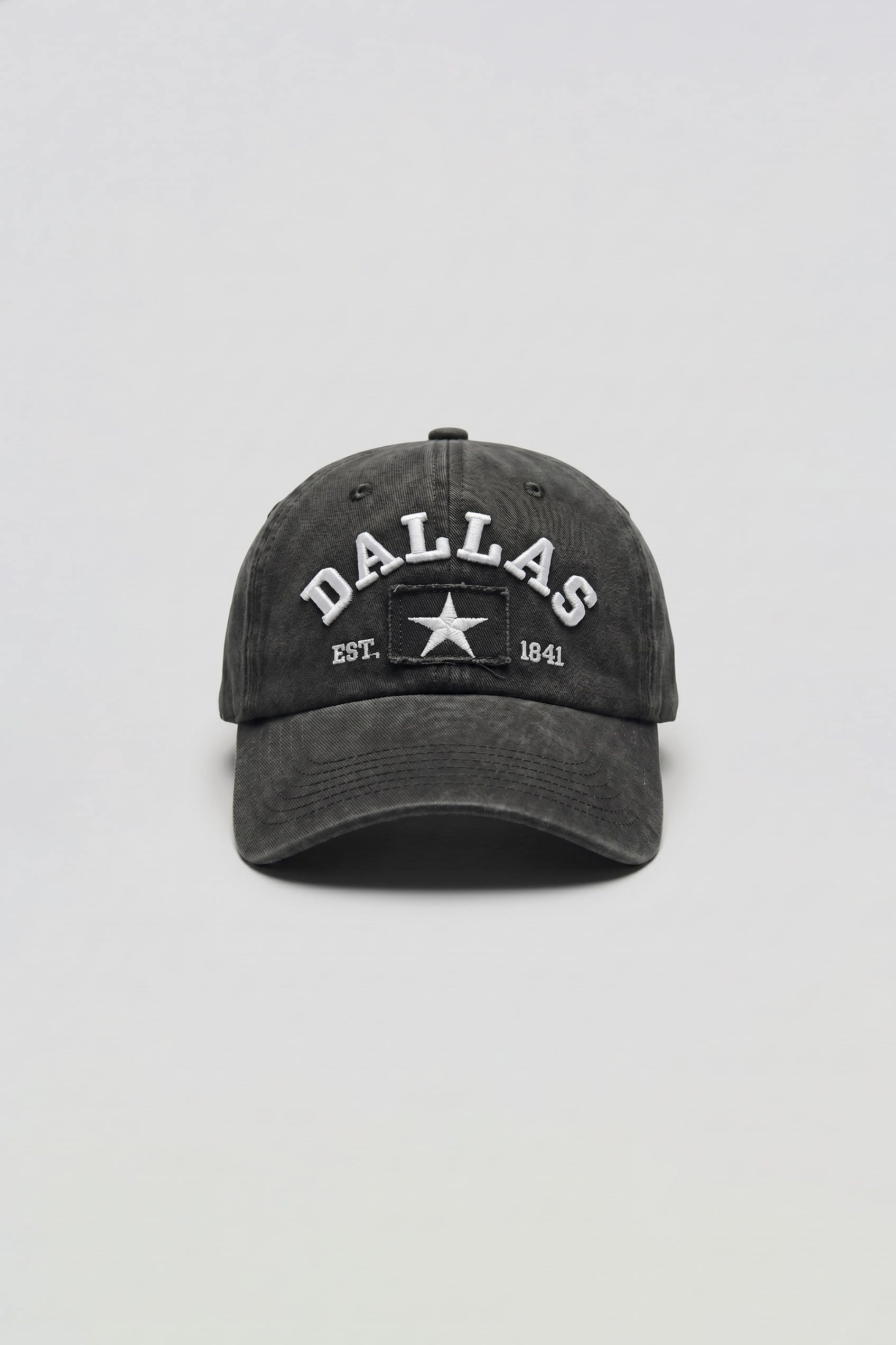 Erkek Dallas Yıldız Nakışlı Yıkamalı Beyzbol Şapka Antrasit