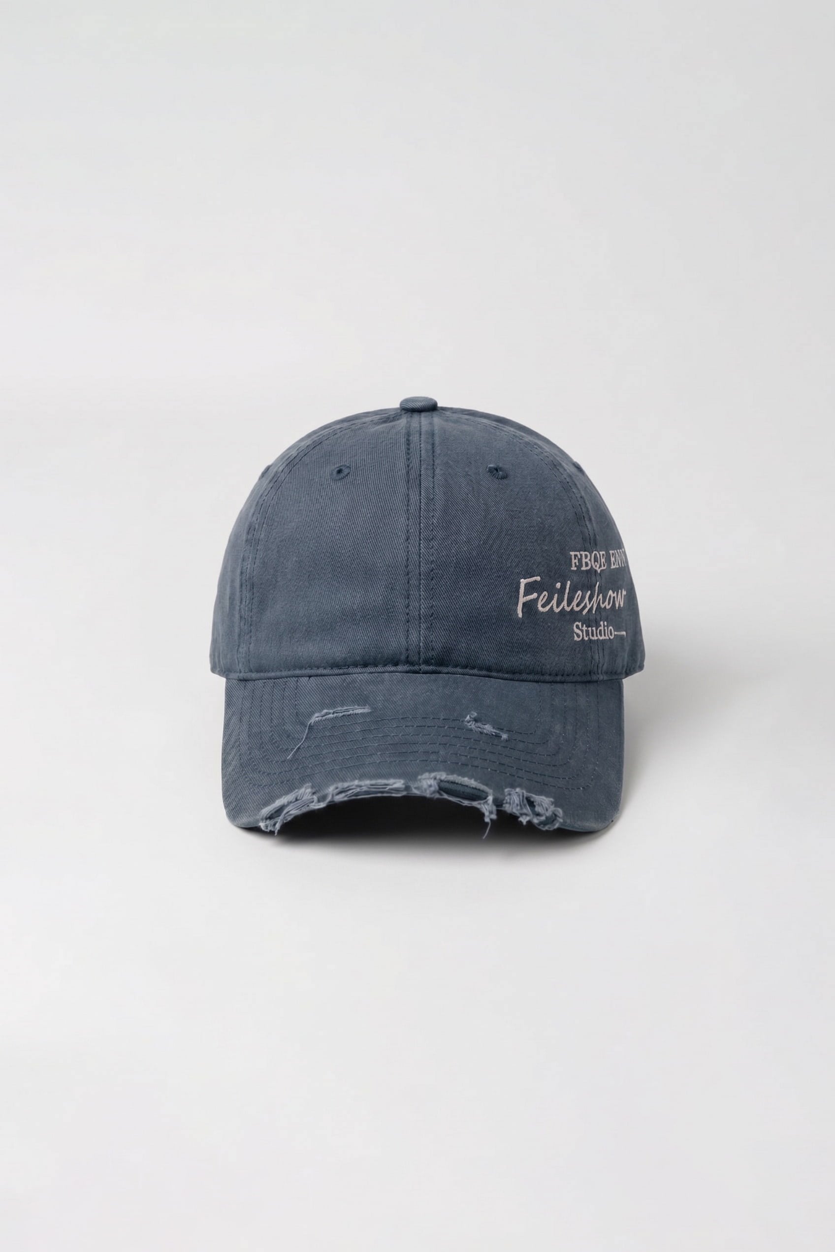 Erkek Distressed Nakışlı Yıkamalı Beyzbol Şapka Indigo