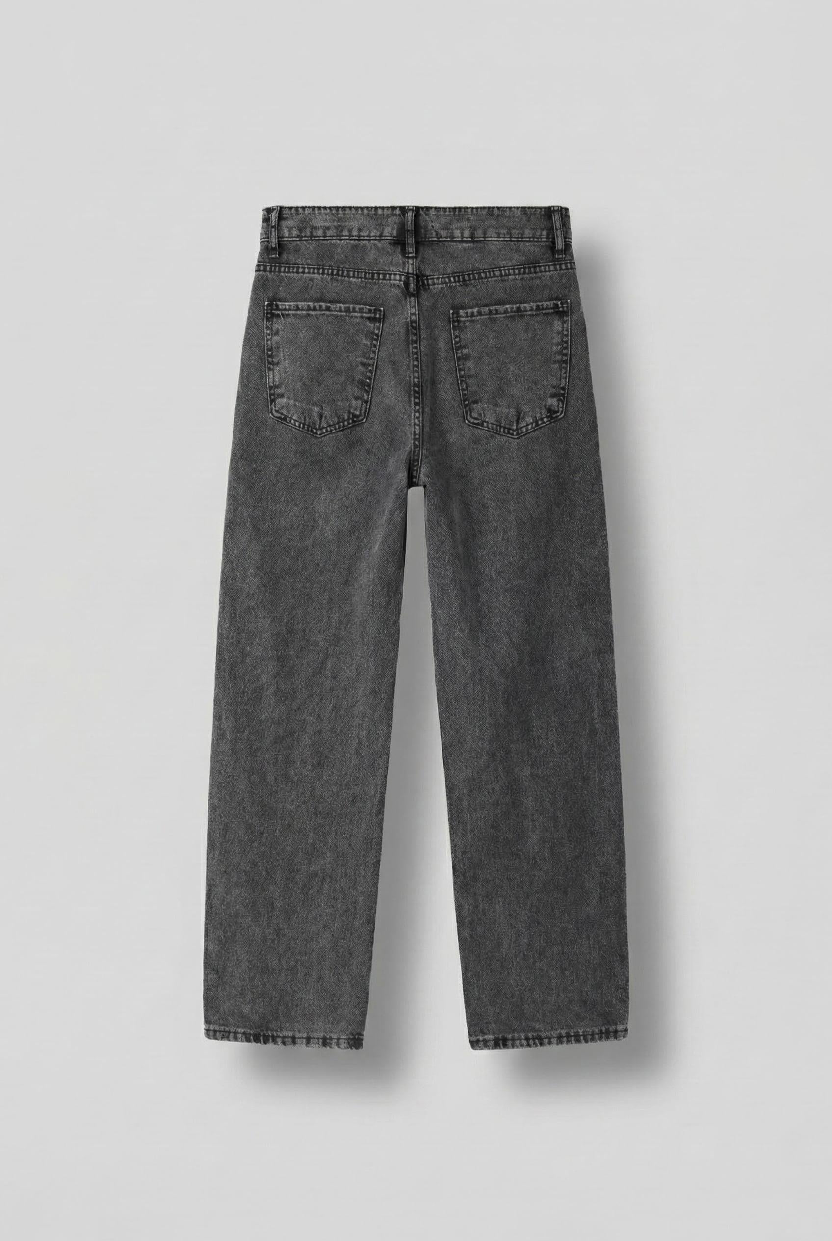 Erkek Erkek Baggy Fit Beli Bağcıklı Jean Pantolon Gri