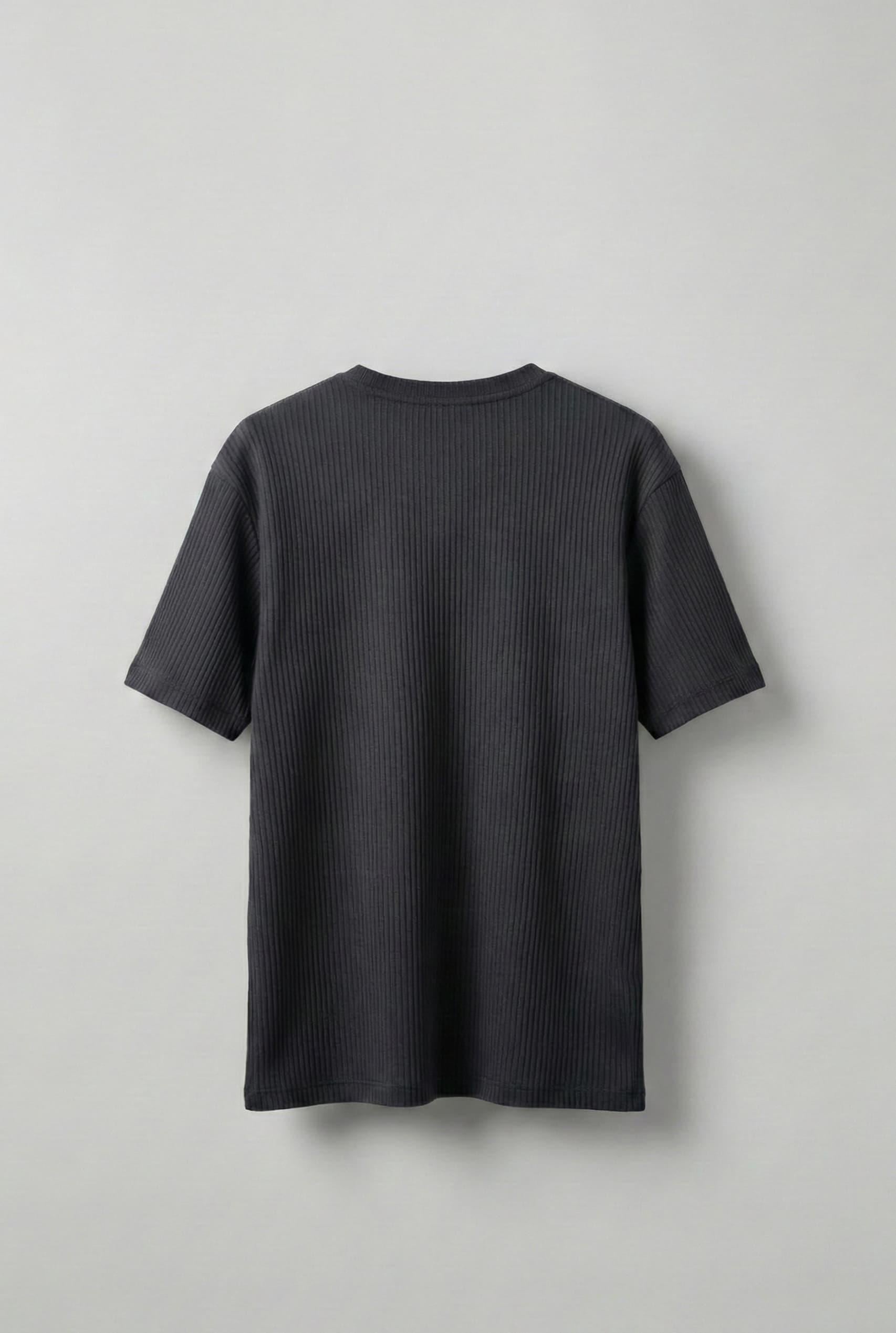 Erkek Fitilli Yıkamalı Renk Geçişli Oversize T-Shirt Siyah Beyaz