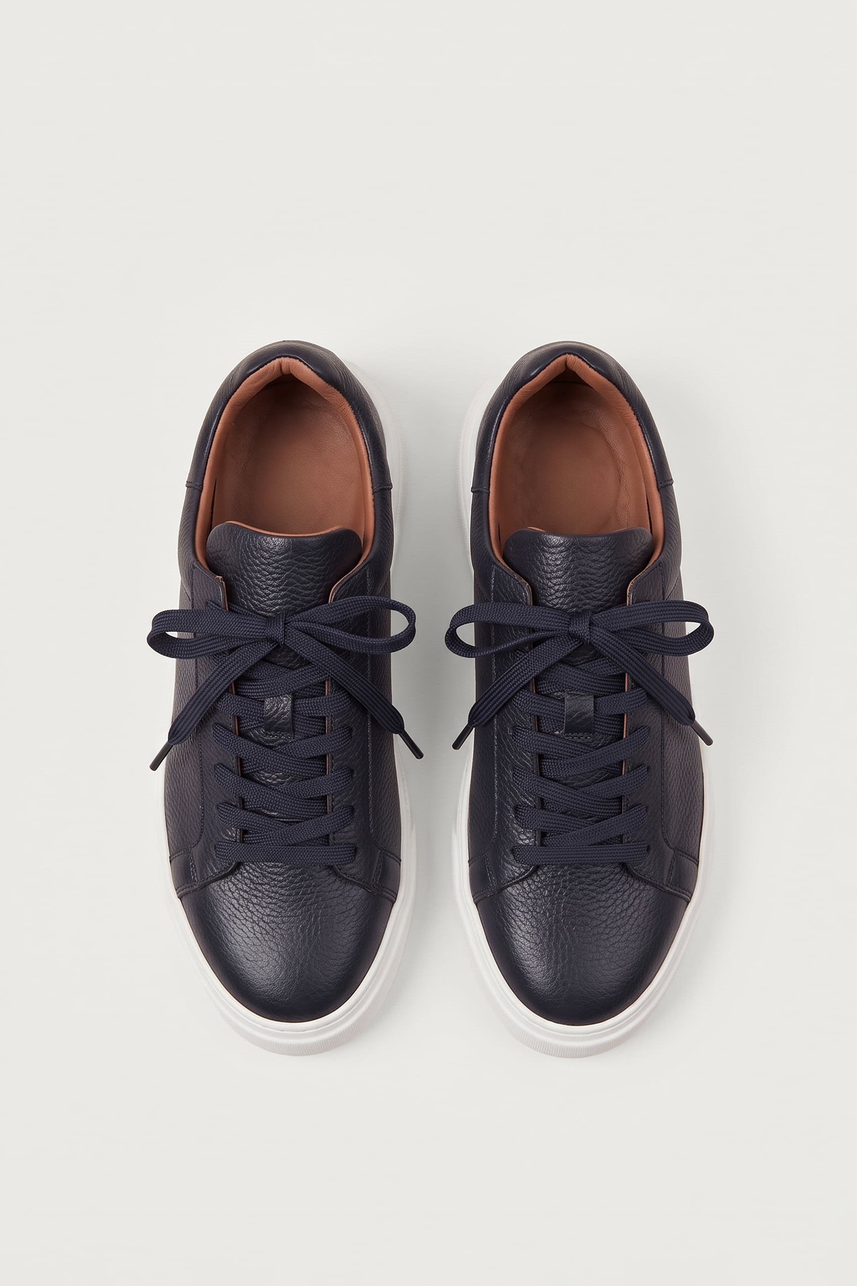 Erkek Hakiki Deri Kalın Taban Sneaker Ayakkabı Lacivert