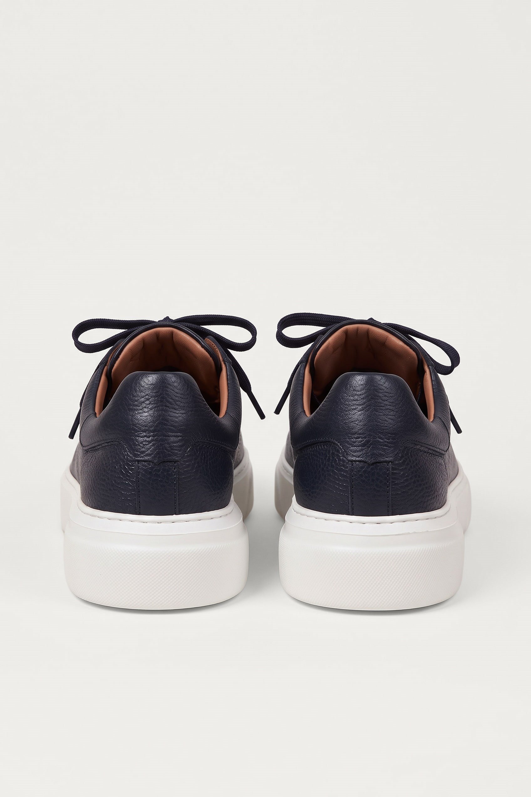 Erkek Hakiki Deri Kalın Taban Sneaker Ayakkabı Lacivert