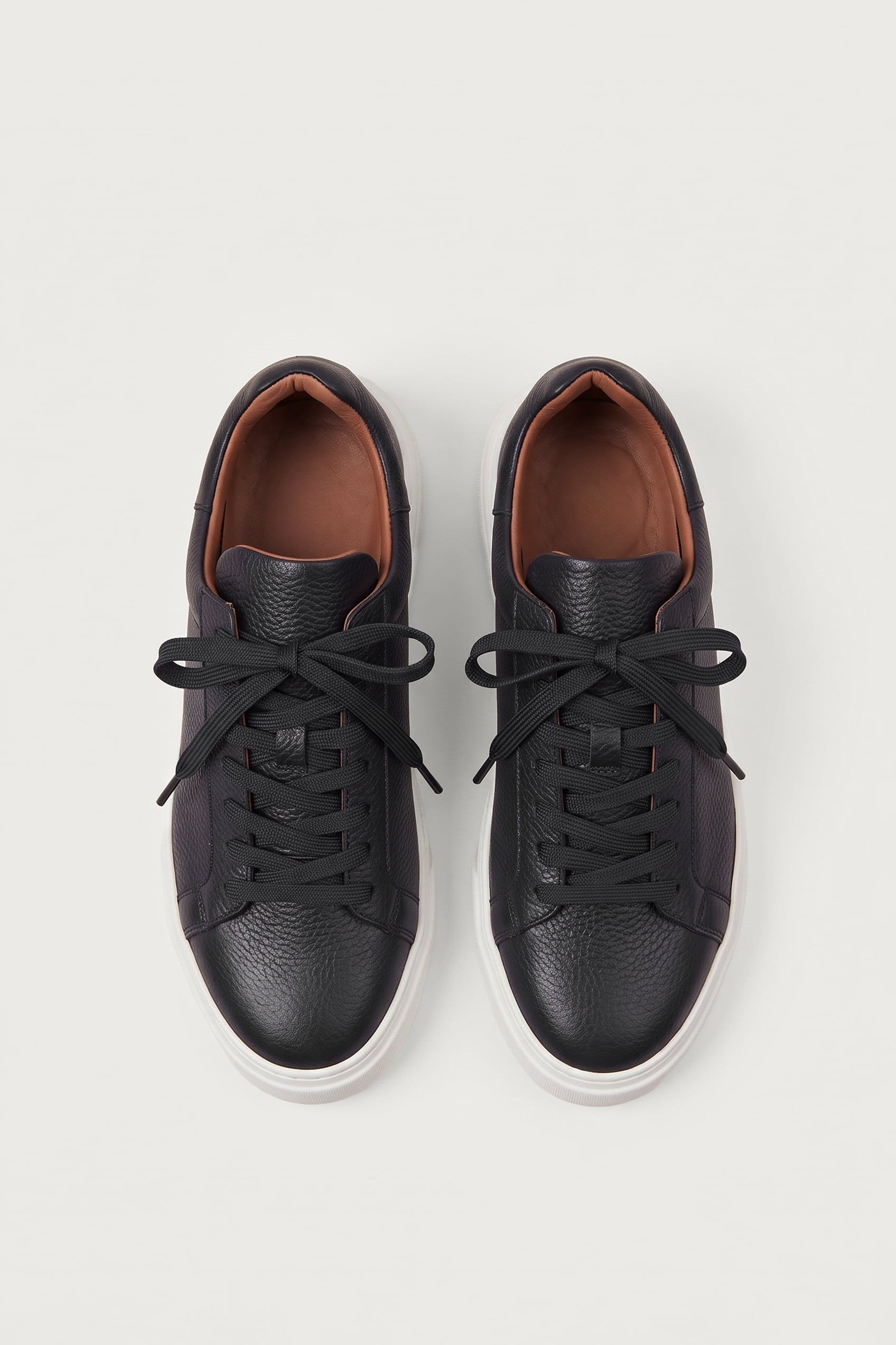 Erkek Hakiki Deri Kalın Taban Sneaker Ayakkabı Siyah/Beyaz