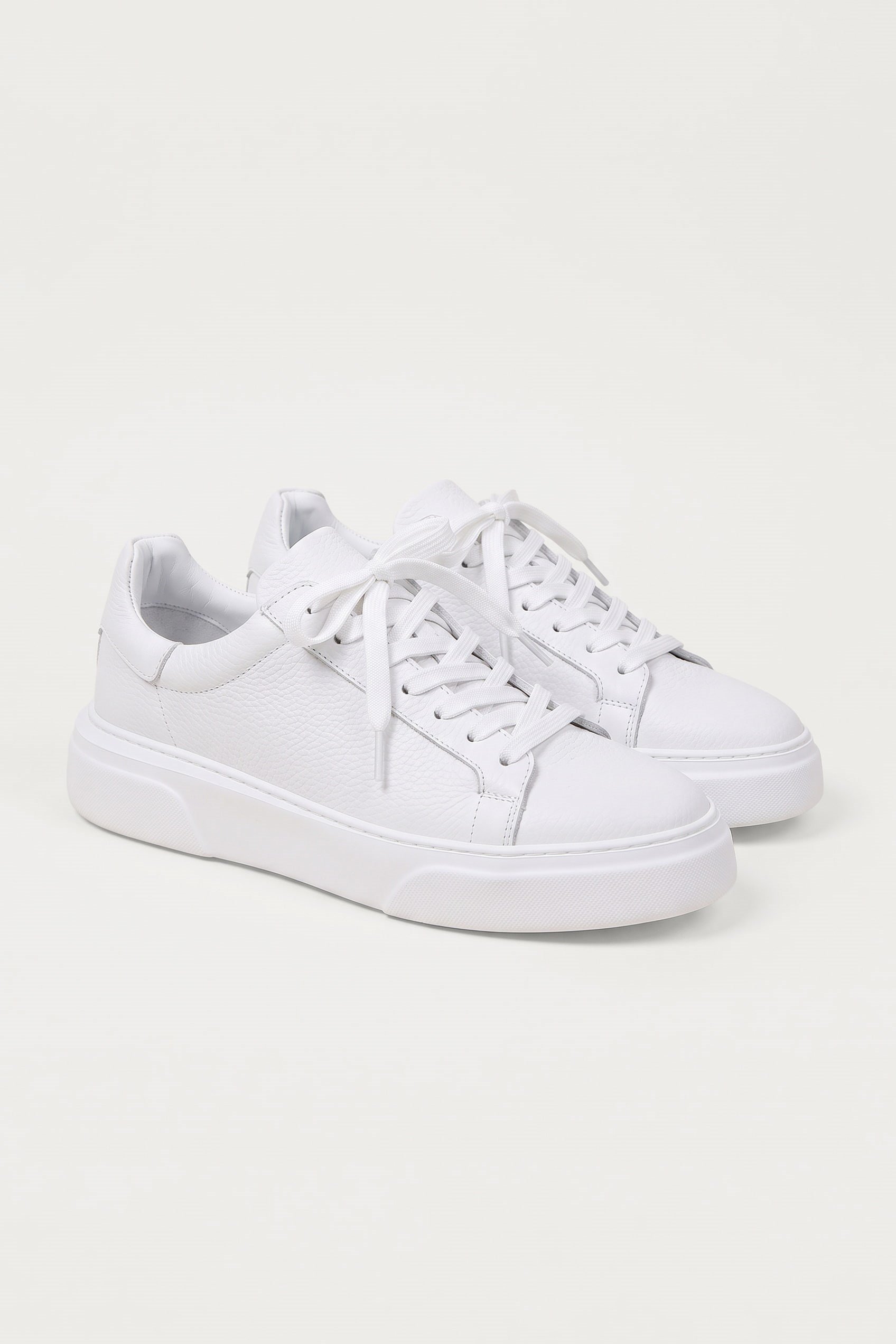 Erkek Hakiki Deri Kalın Taban Sneaker Ayakkabı Beyaz