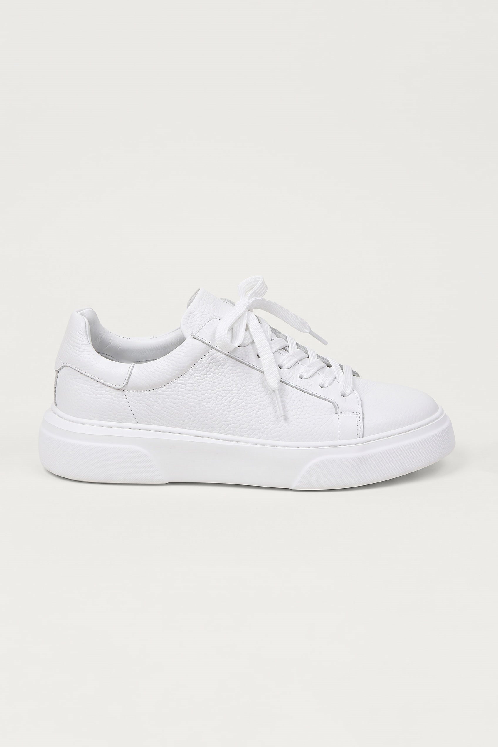 Erkek Hakiki Deri Kalın Taban Sneaker Ayakkabı Beyaz