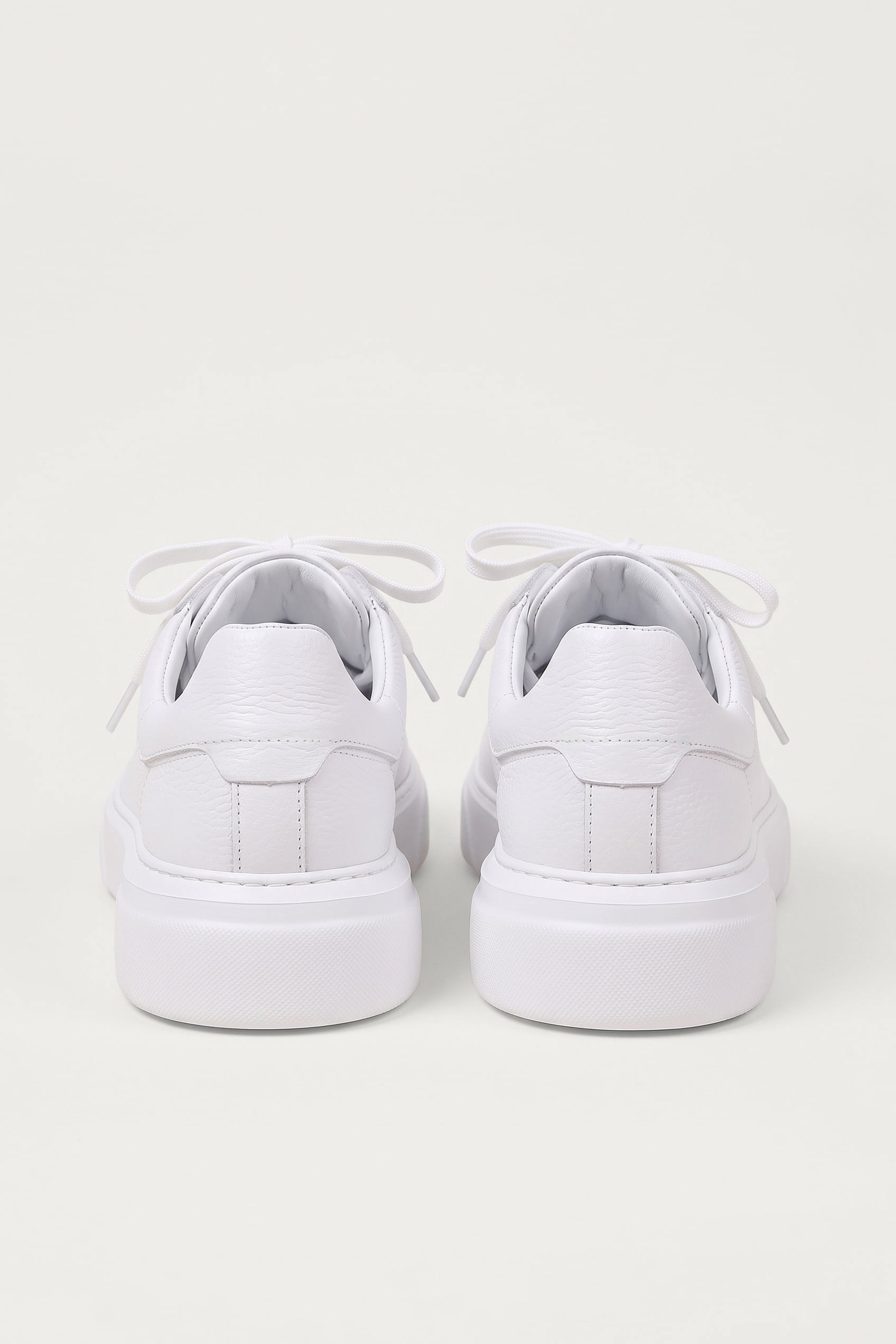 Erkek Hakiki Deri Kalın Taban Sneaker Ayakkabı Beyaz