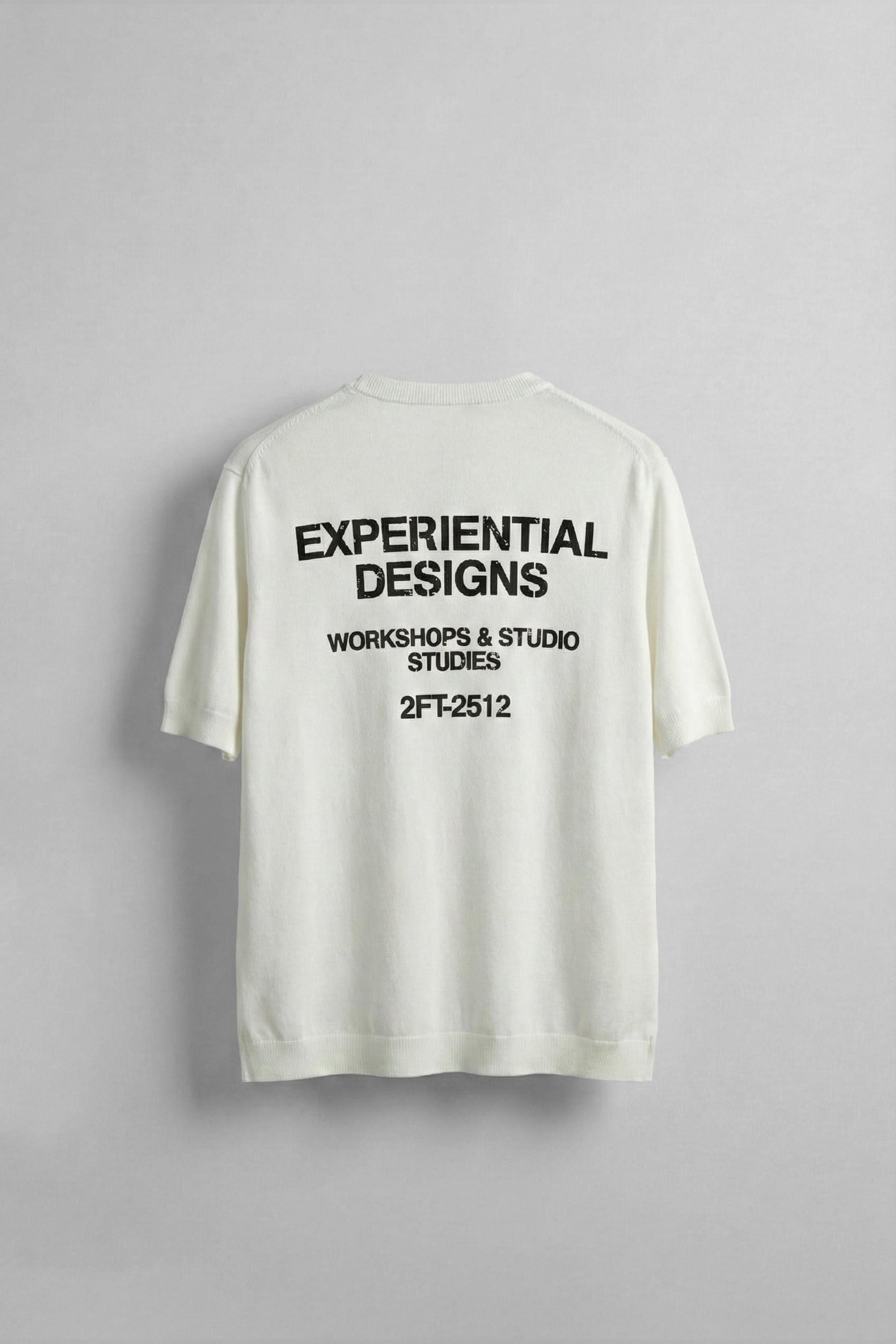Erkek Kabartma Baskılı Esnek Regular Fit Triko T-Shirt Beyaz