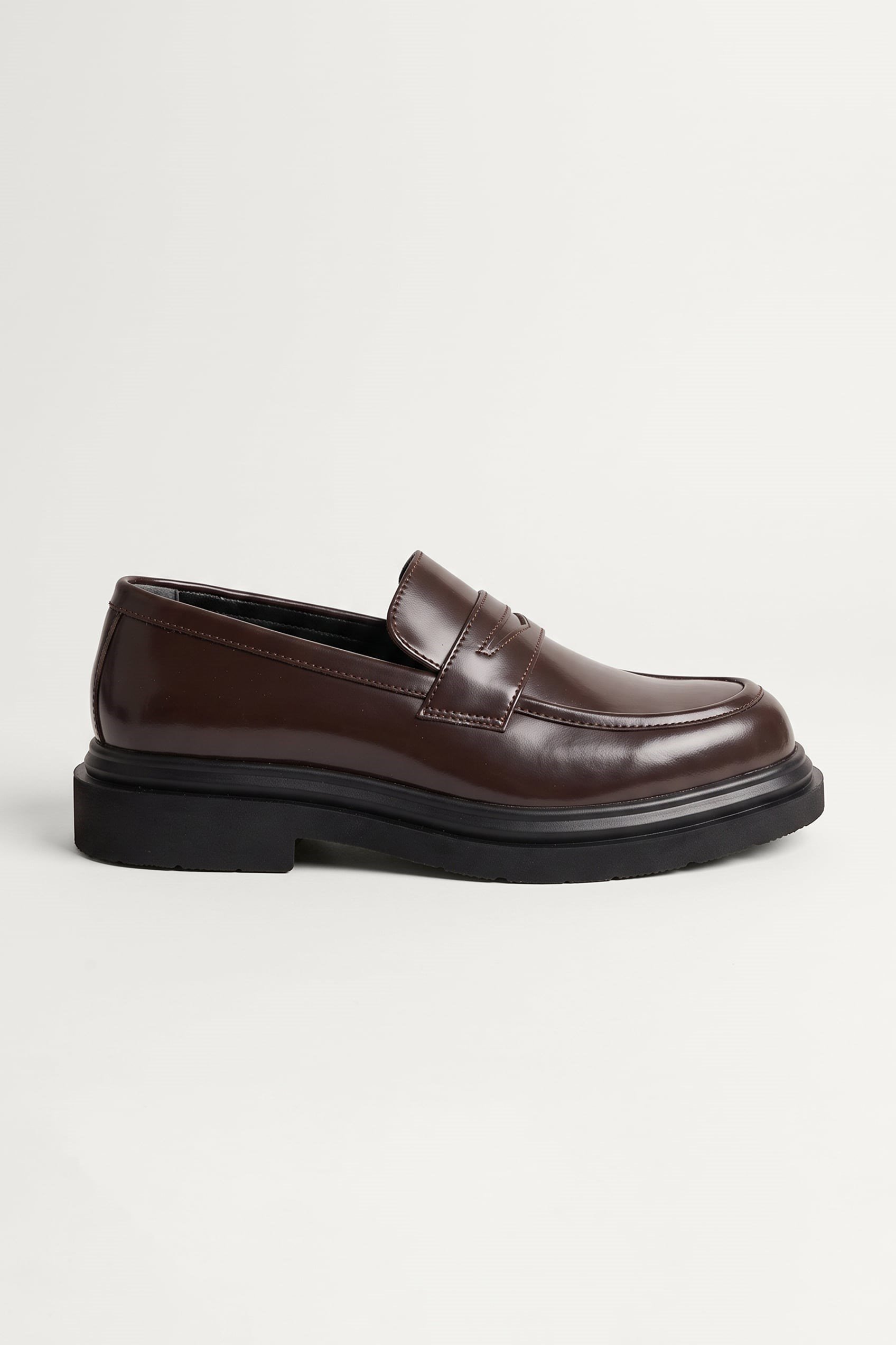 Erkek Kalın Taban Penny Loafer Ayakkabı Kahverengi