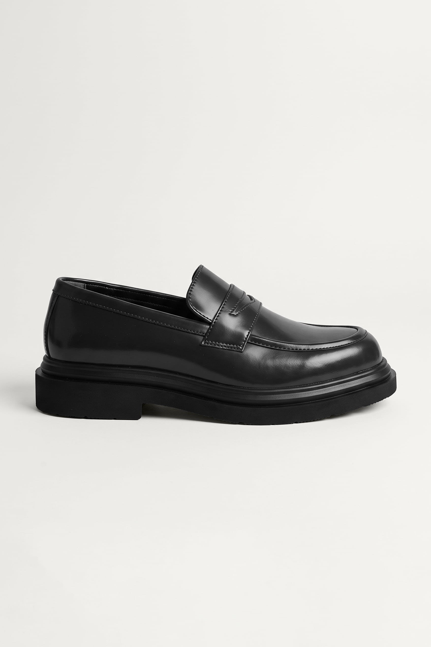 Erkek Kalın Taban Penny Loafer Ayakkabı Siyah