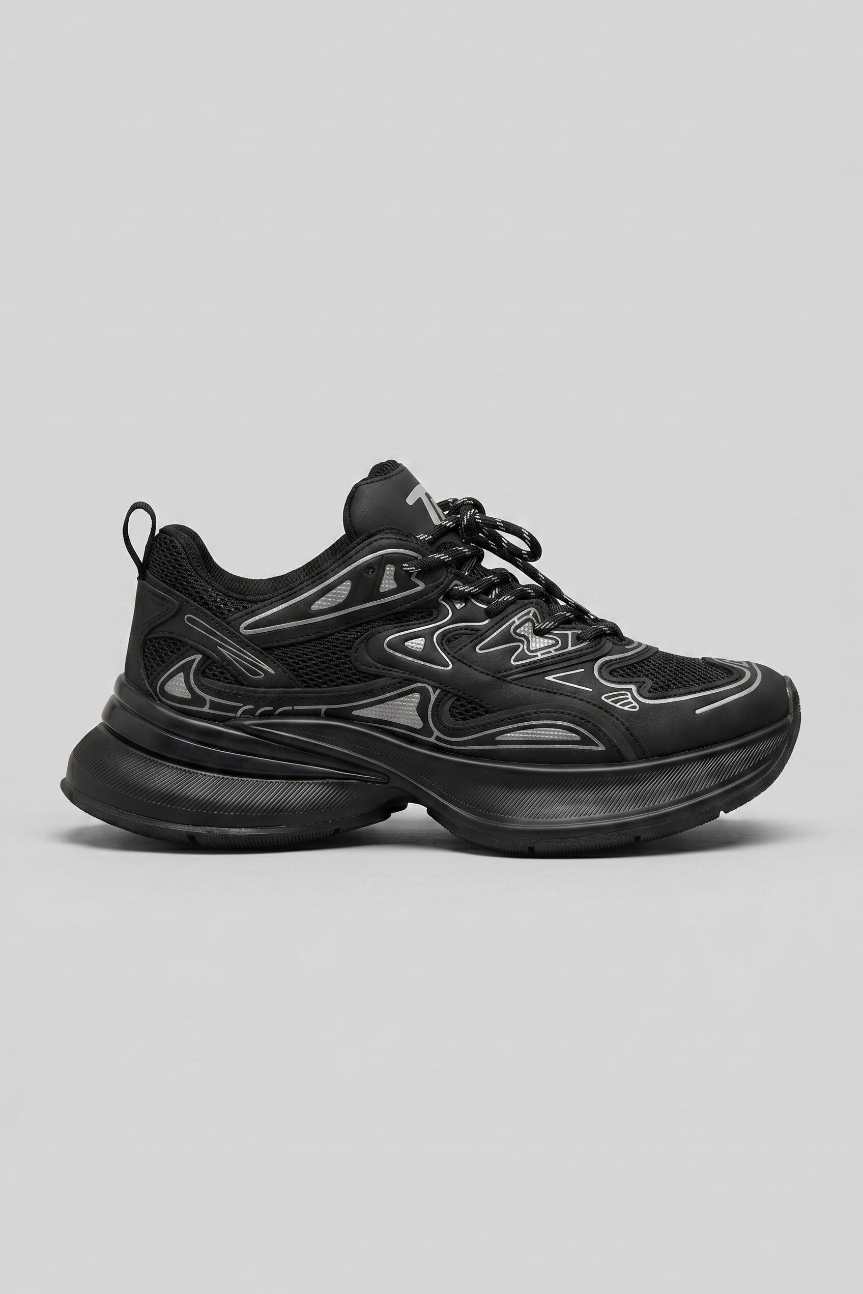 Erkek Kalın Tabanlı Günlük Track Sneaker Siyah
