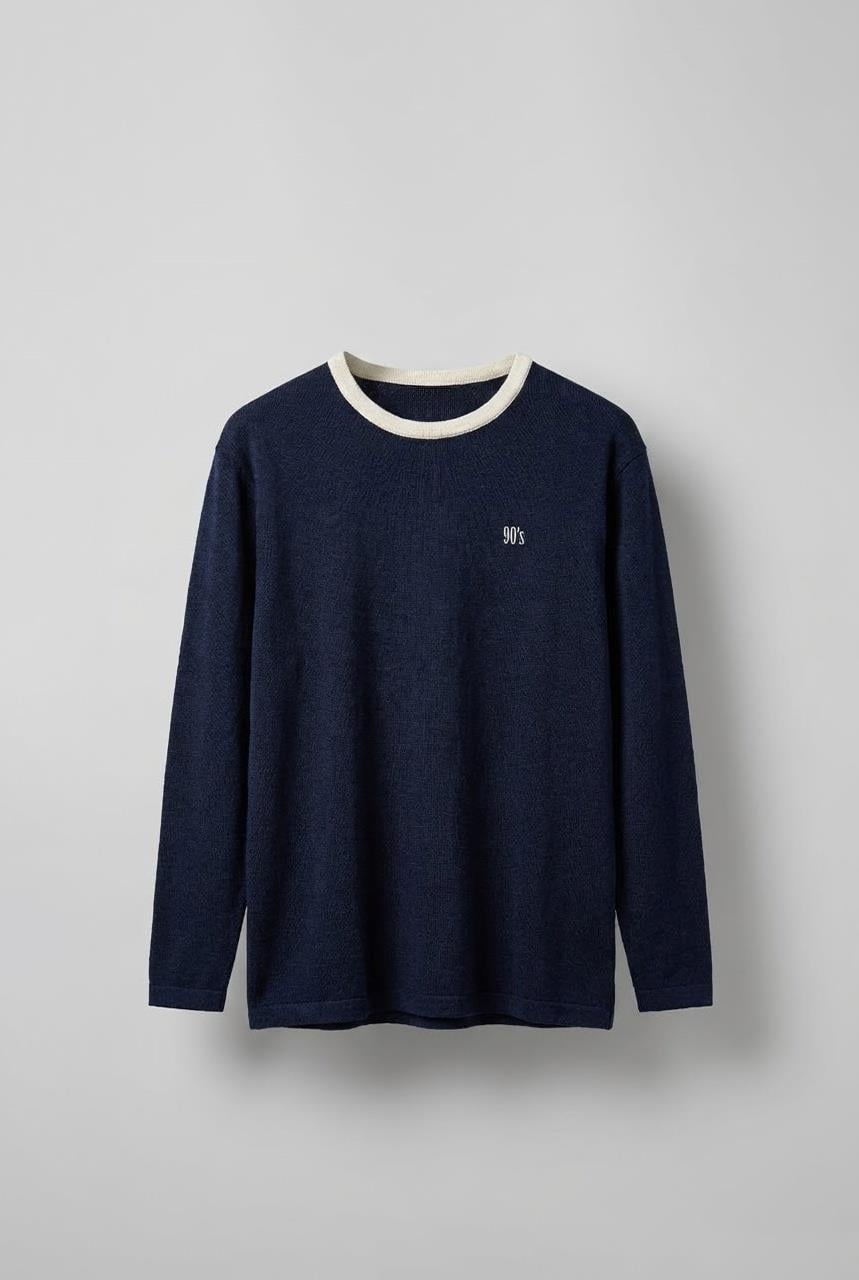 Erkek Kontrast Detaylı Oversize Basic Sweatshirt Lacivert