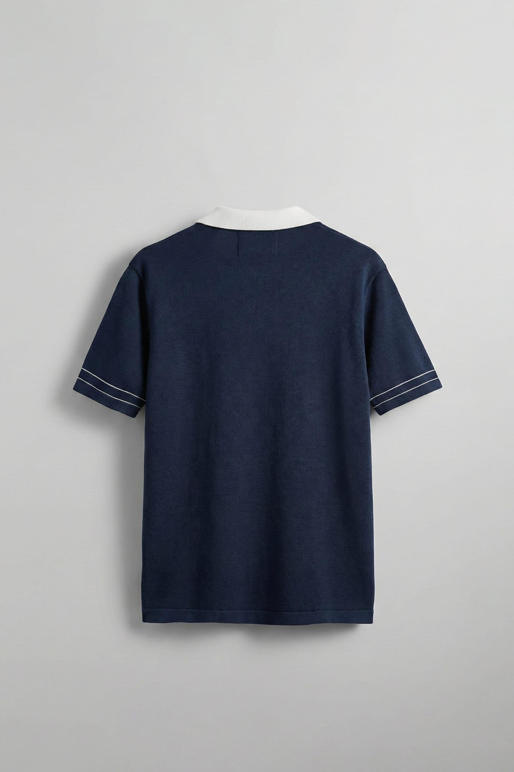 Erkek Kontrast Polo Yaka Premium Regular Fit T-Shirt Lacivert