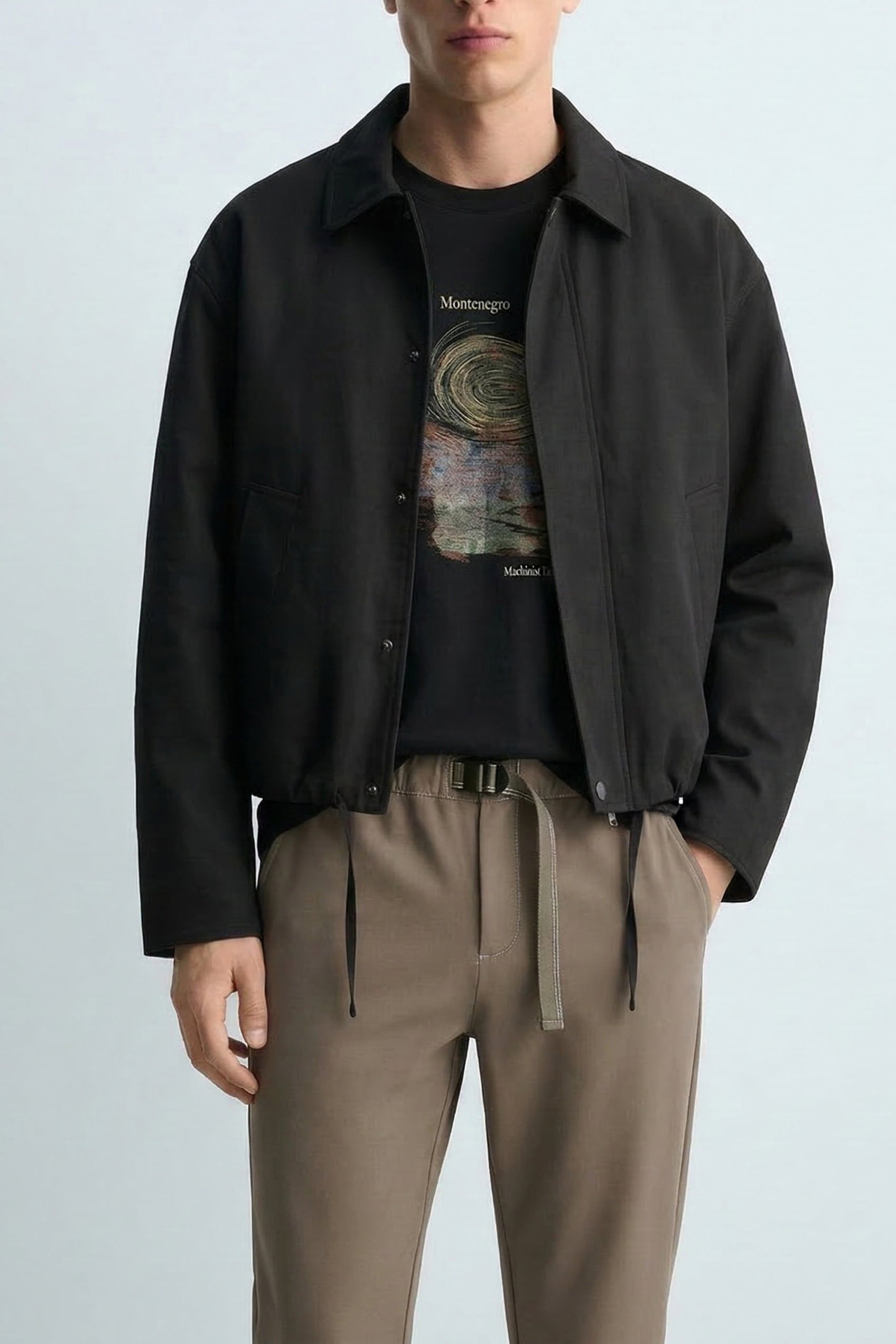 Erkek Kore Oversize Casual Bomber Ceket Siyah
