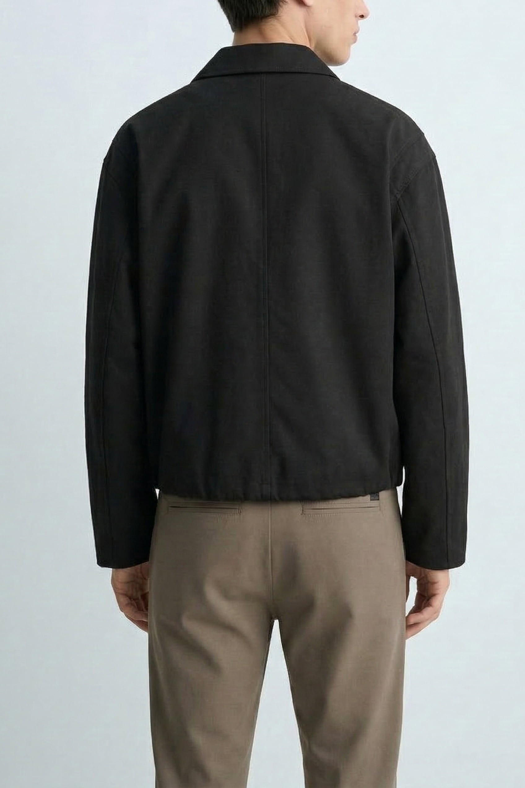 Erkek Kore Oversize Casual Bomber Ceket Siyah