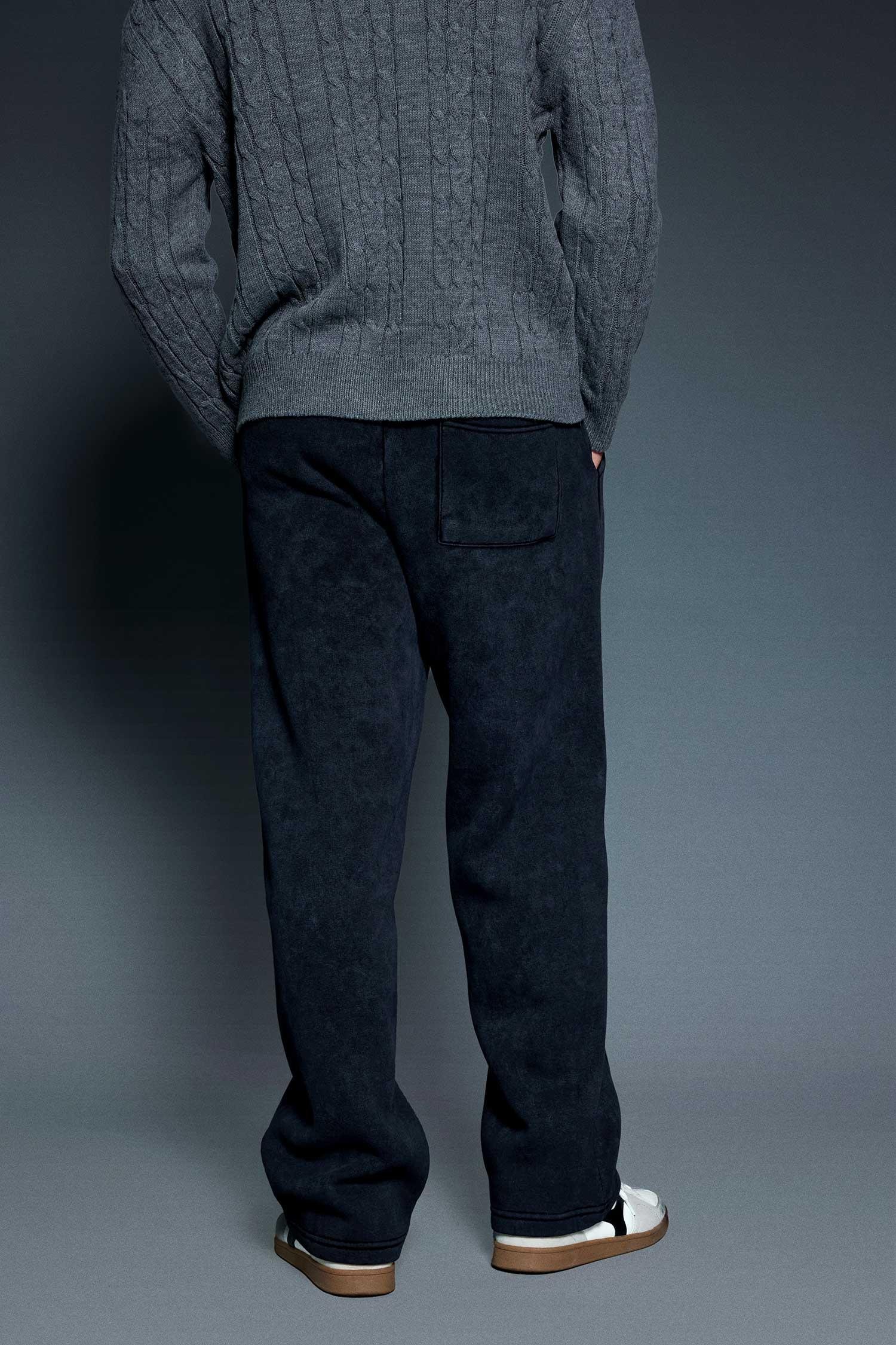 Erkek Ön Dikiş Detaylı Baggy Fit Eşofman Siyah