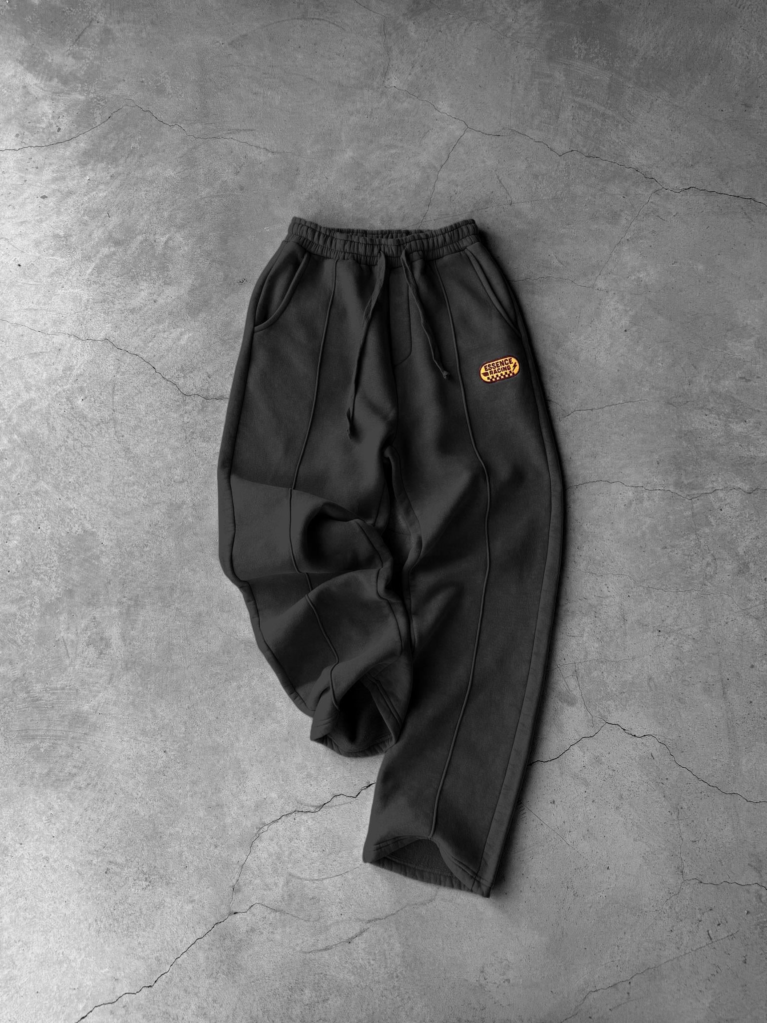 Erkek Ön Dikiş Detaylı Baggy Fit Eşofman Siyah
