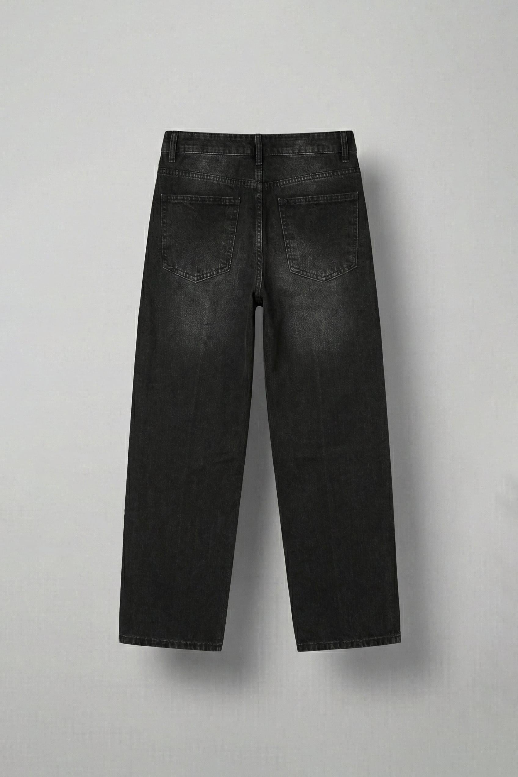 Erkek Ön Dikiş Detaylı Vintage Baggy Jean Siyah