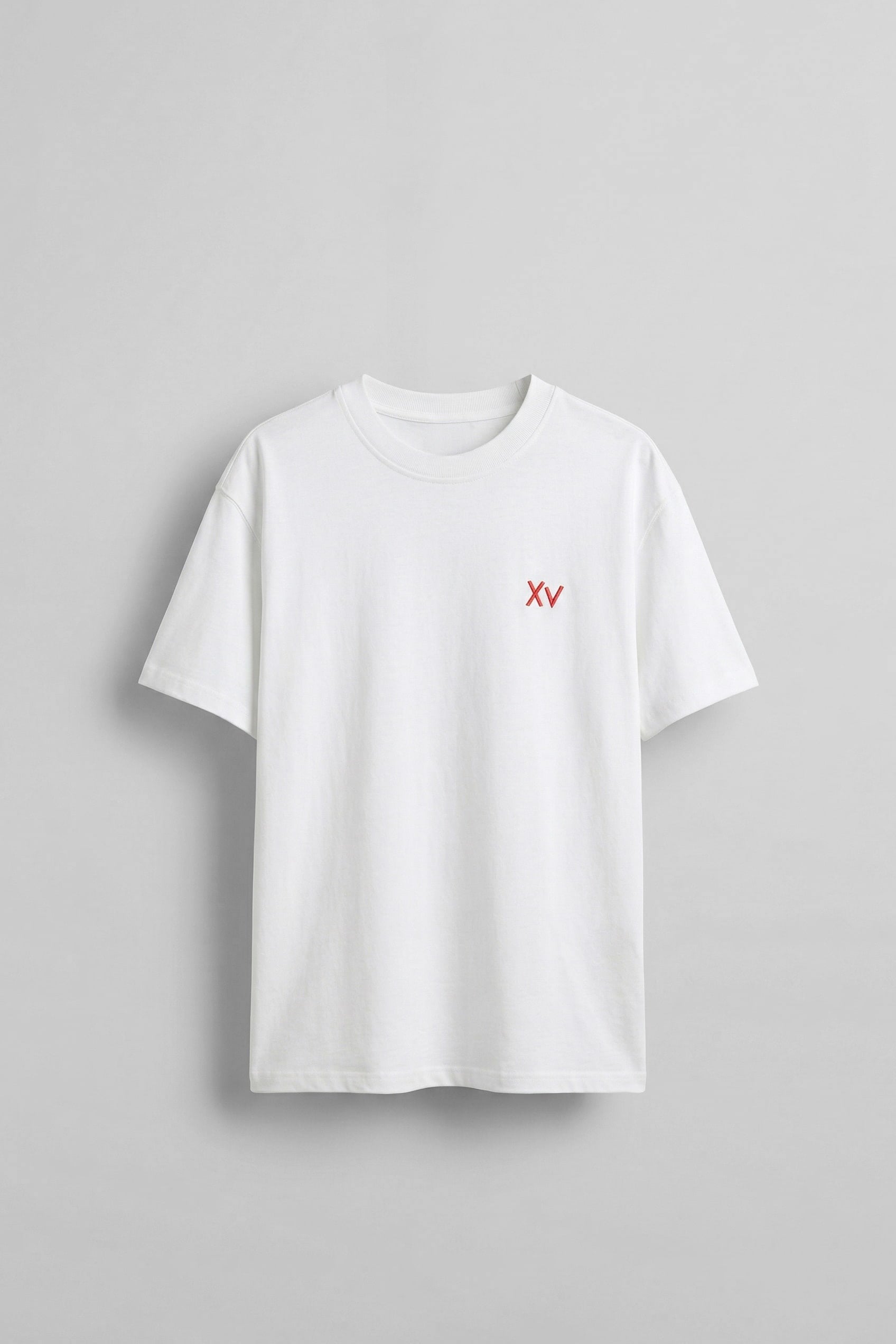 Erkek Oversize Antik Mühür Kabartmalı Baskılı T-Shirt Beyaz