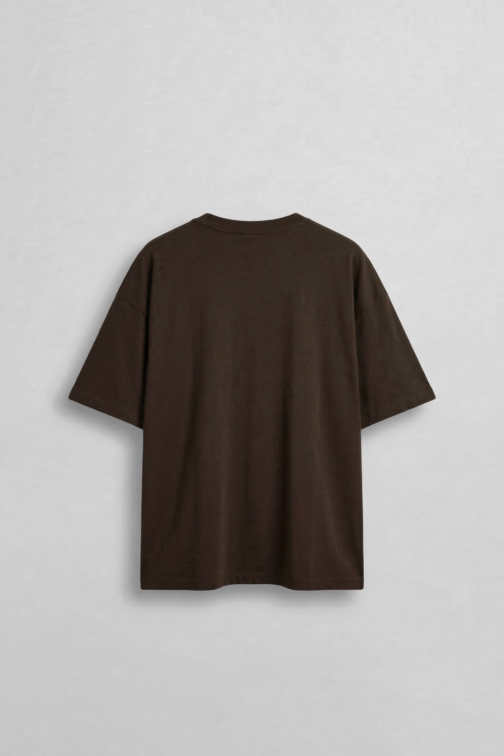 Erkek Oversize Basic %100 Pamuklu T-Shirt Kahverengi