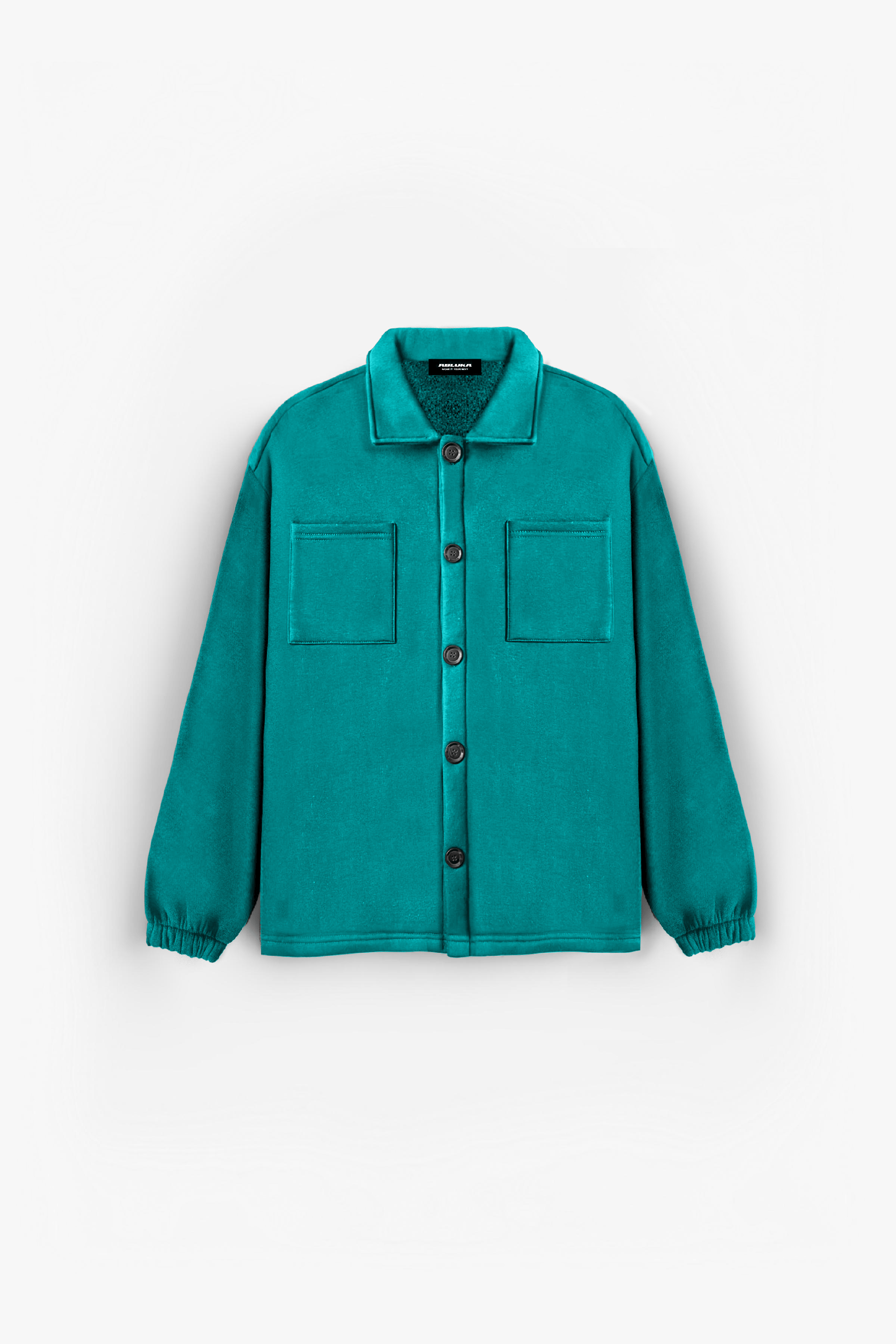 Erkek Oversize Basic Rahat Ceket Su Yeşili
