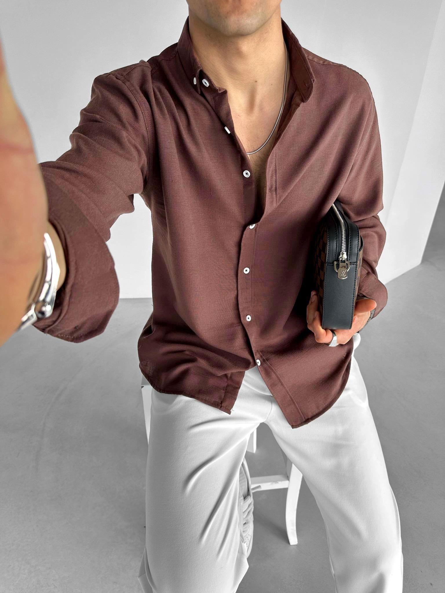 Erkek Oversize Basic Rahat Gömlek Açık Kahve