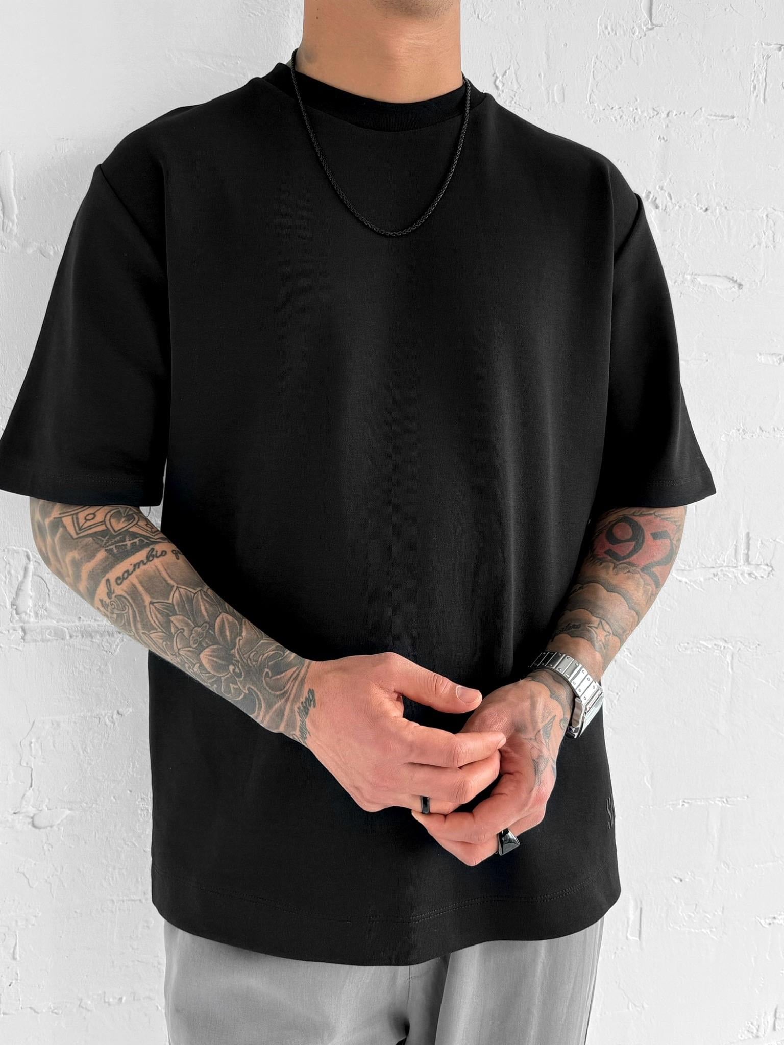 Erkek Oversize Basic T-Shirt Siyah