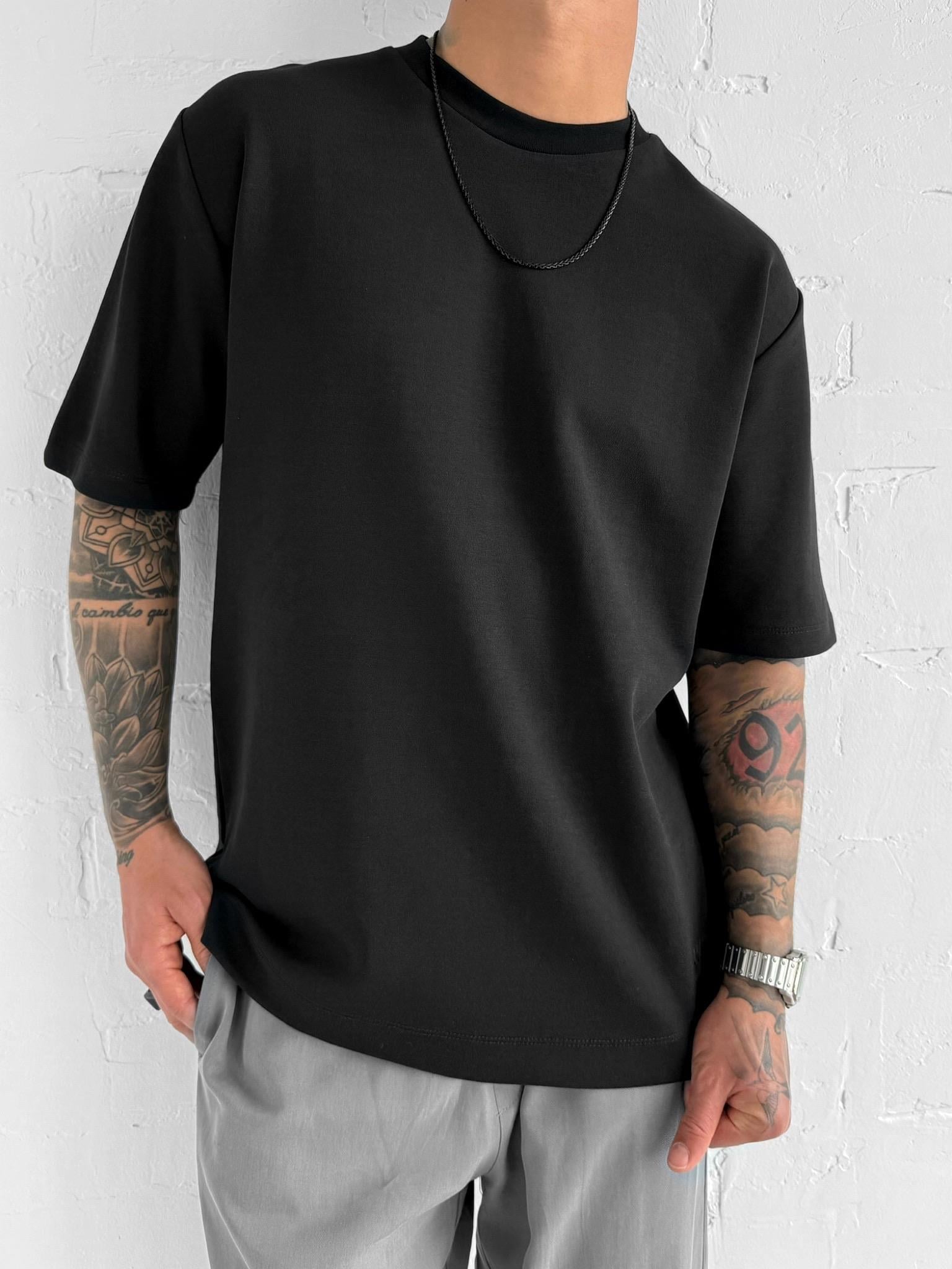 Erkek Oversize Basic T-Shirt Siyah