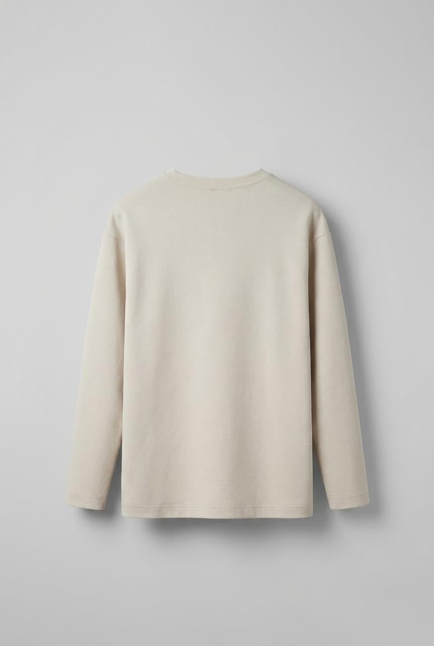 Erkek Oversize Basic Uzun Kollu Sweatshirt Bej