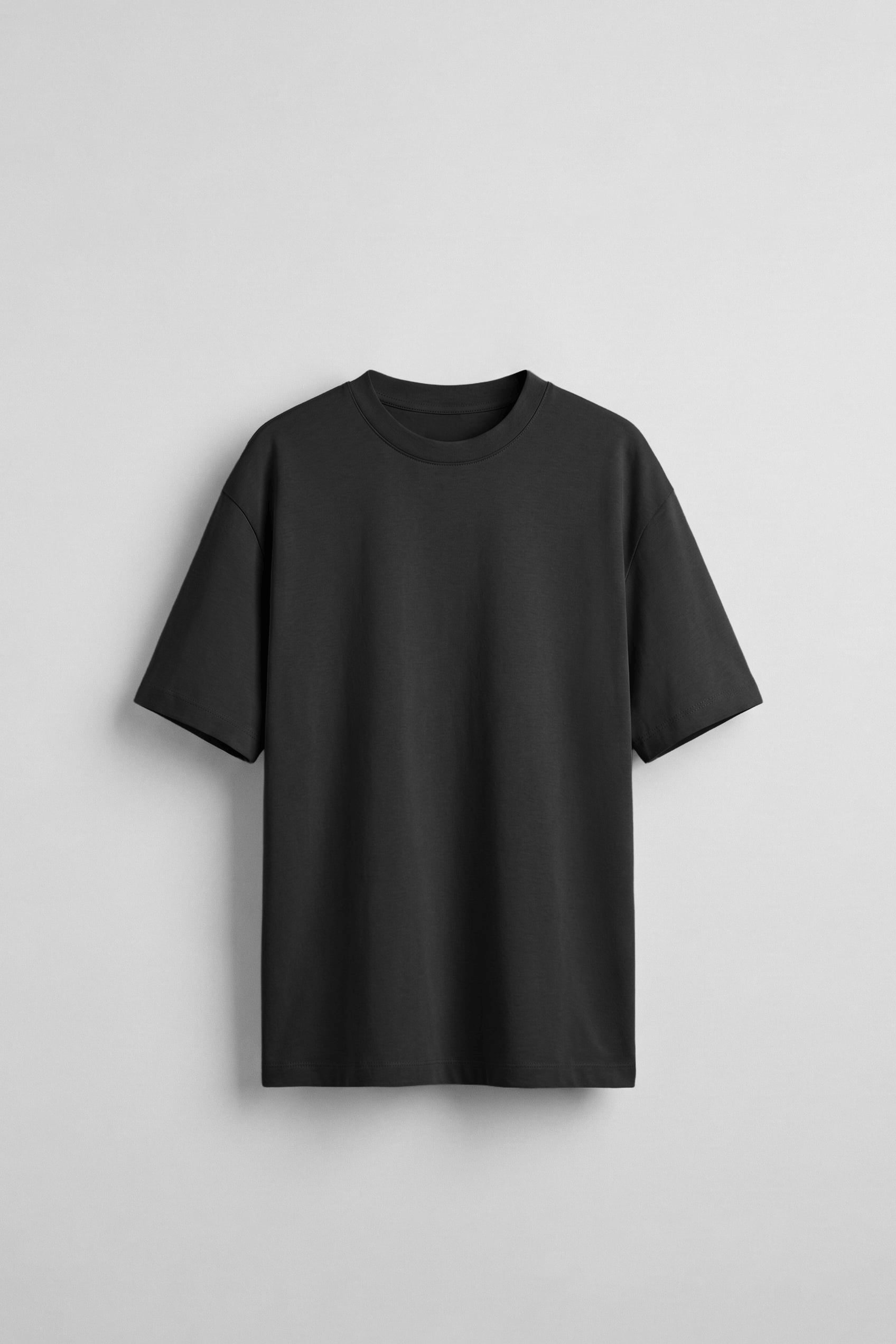Erkek Oversize Basic Yumuşak Dokulu Rahat T-Shirt Siyah