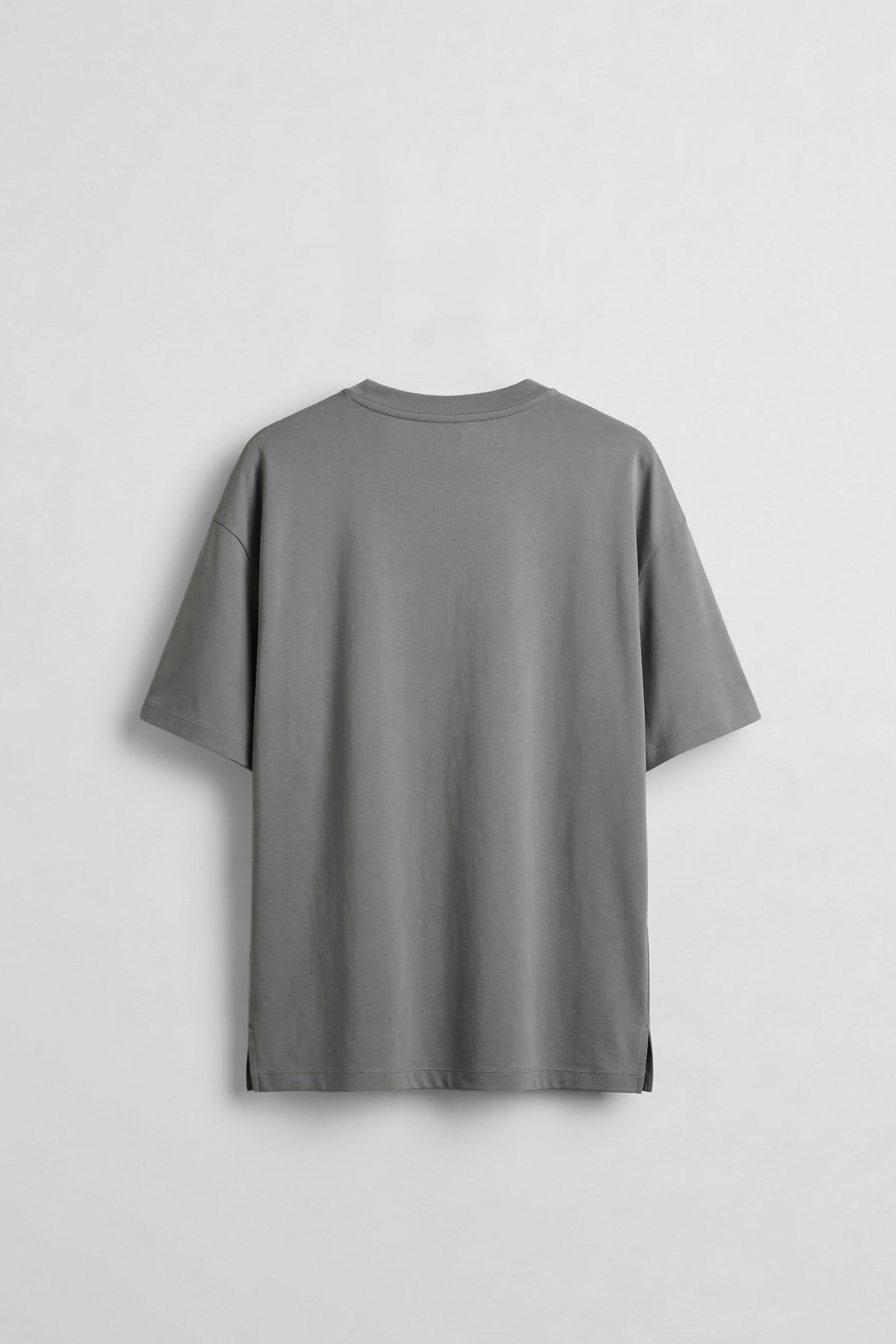 Erkek Oversize Basic Yumuşak Dokulu Rahat T-Shirt Füme