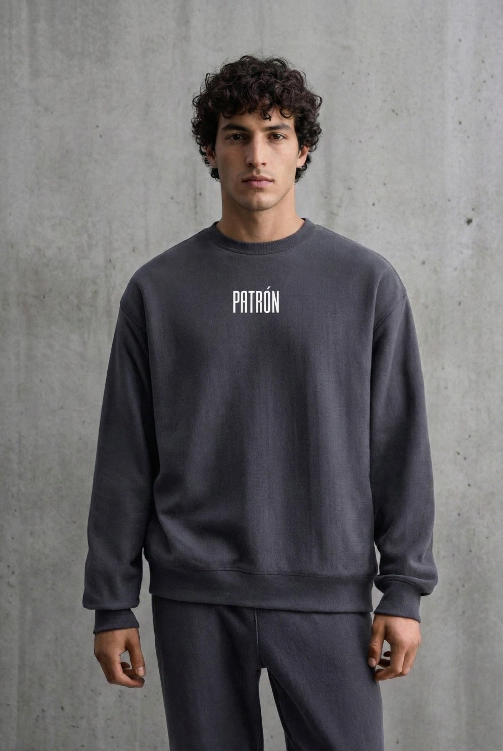 Erkek Oversize Baskılı Premium Sweatshirt Antrasit