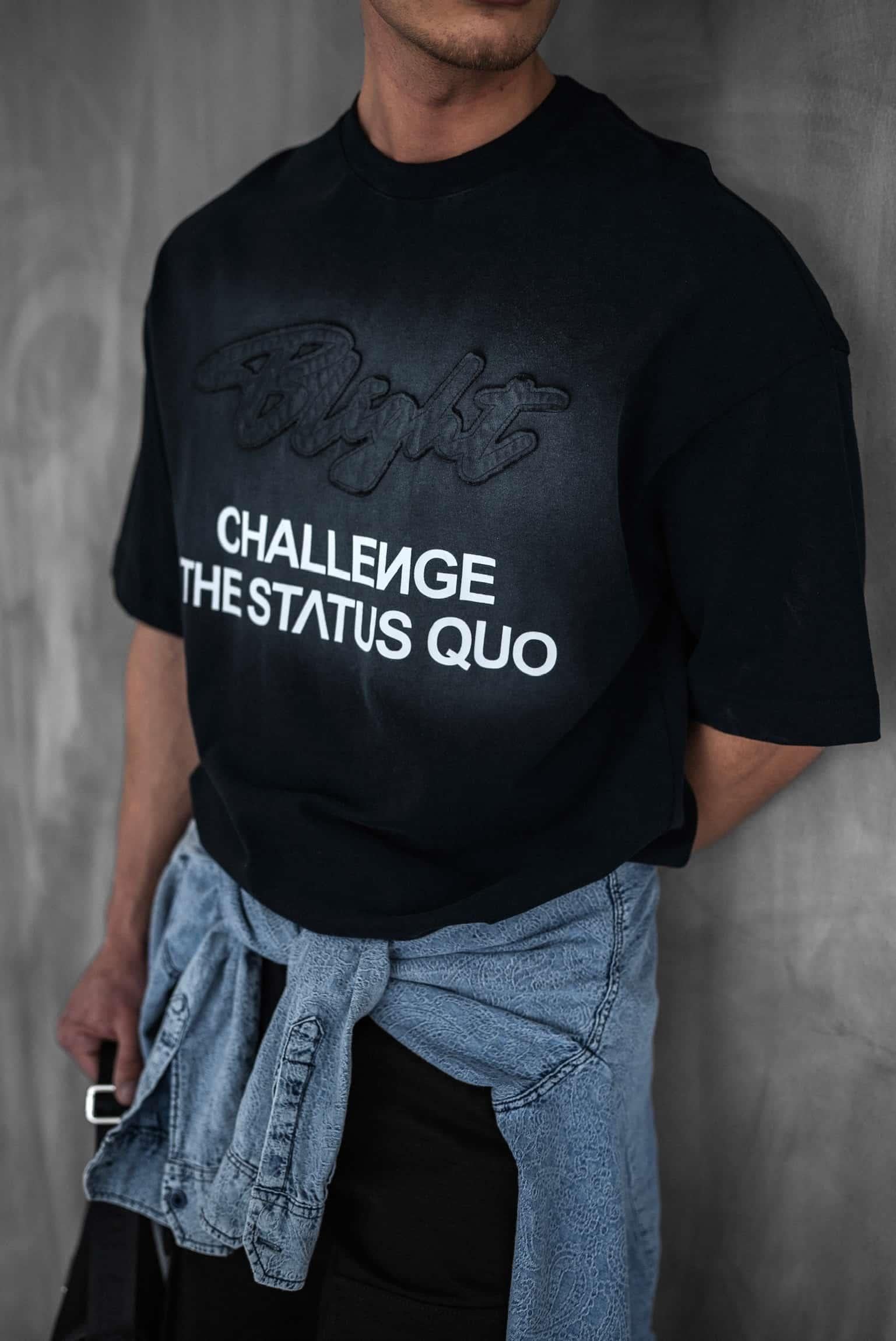 Erkek Oversize Baskılı Yıkamalı T-Shirt Siyah