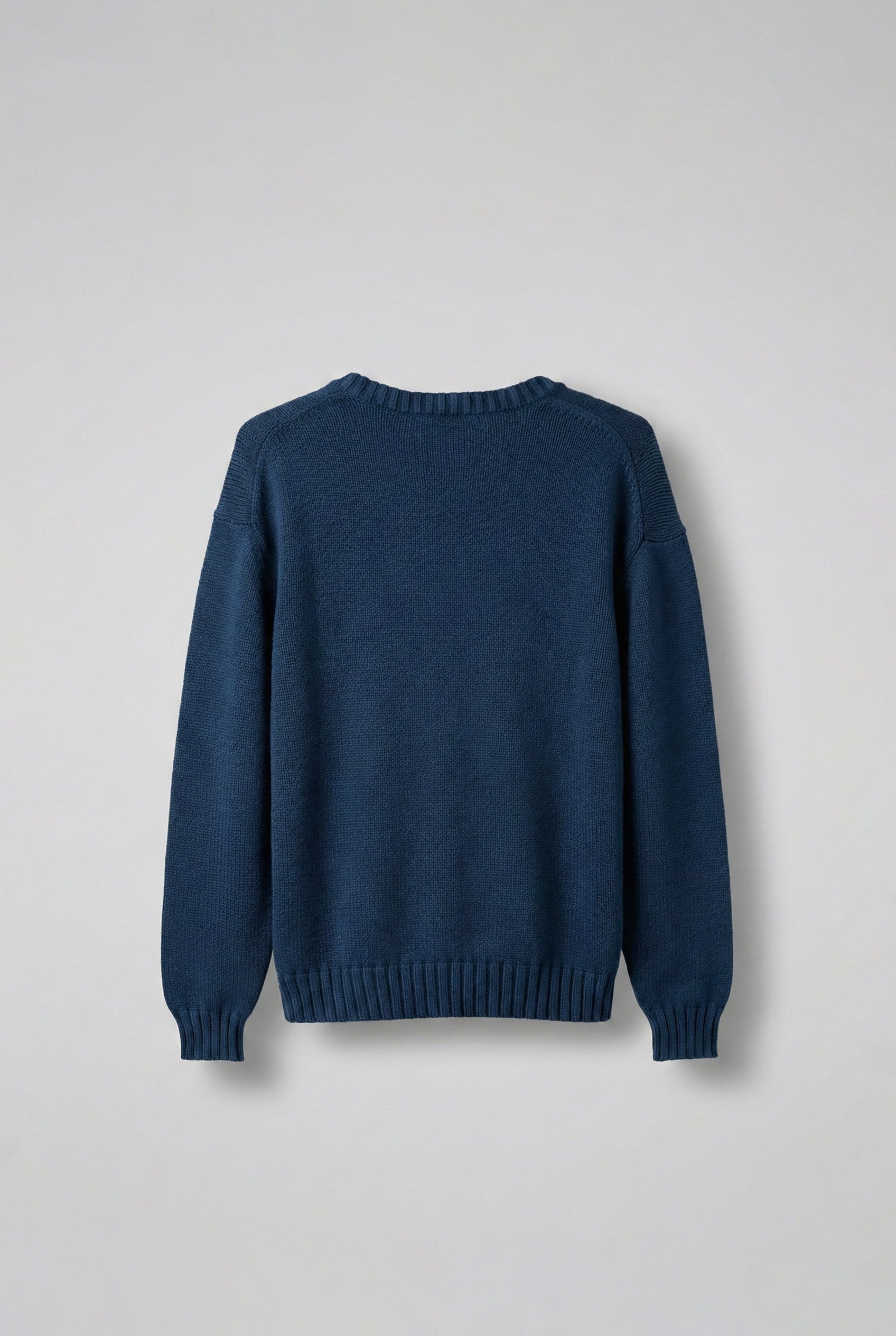 Erkek Oversize Bisiklet Yaka Basic Triko Kazak Lacivert