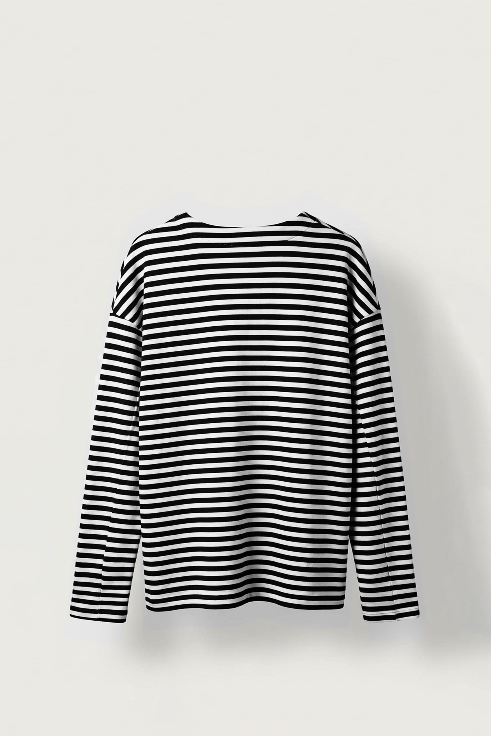 Erkek Oversize Bisiklet Yaka Çizgili Sweatshirt Ekru-Füme