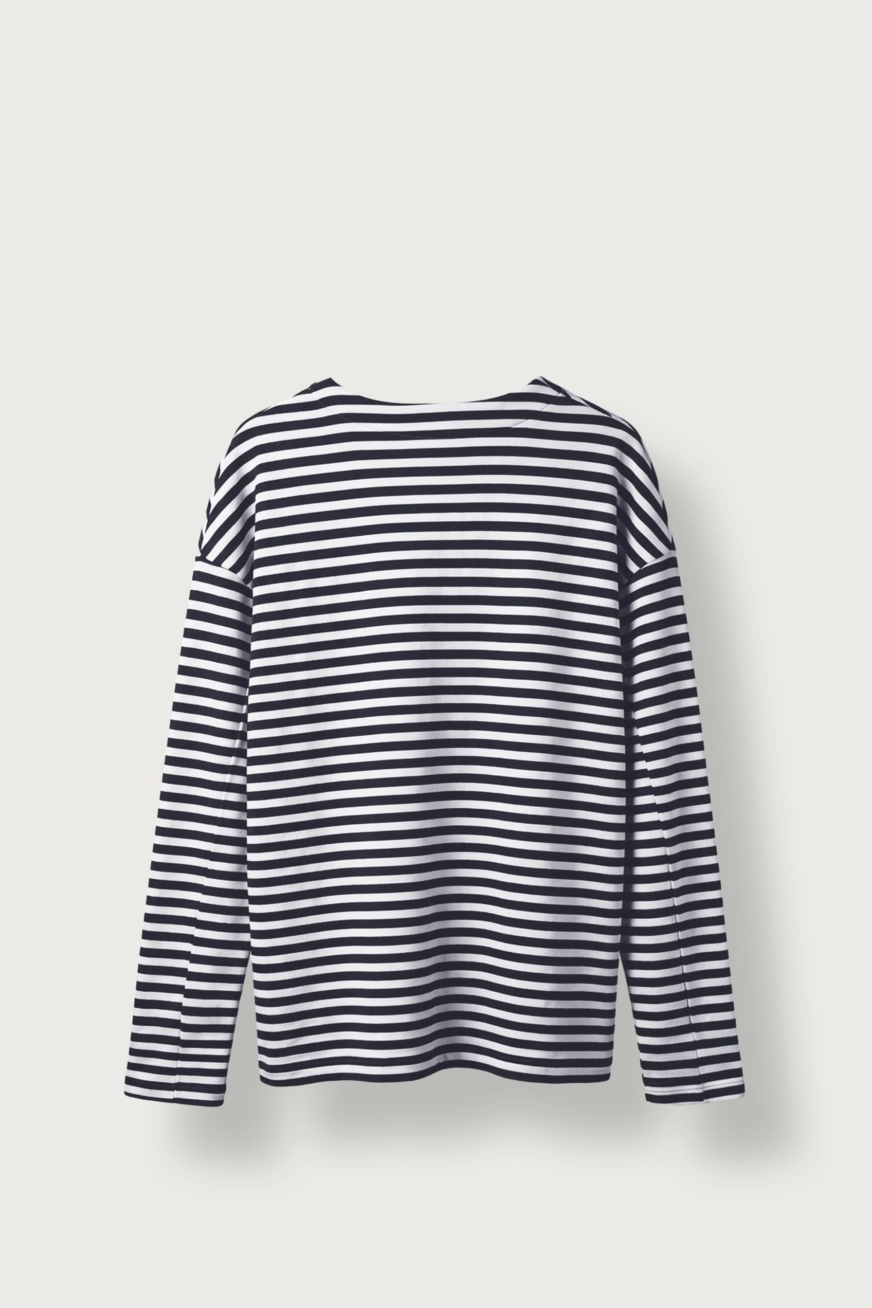 Erkek Oversize Bisiklet Yaka Çizgili Sweatshirt Ekru-Füme