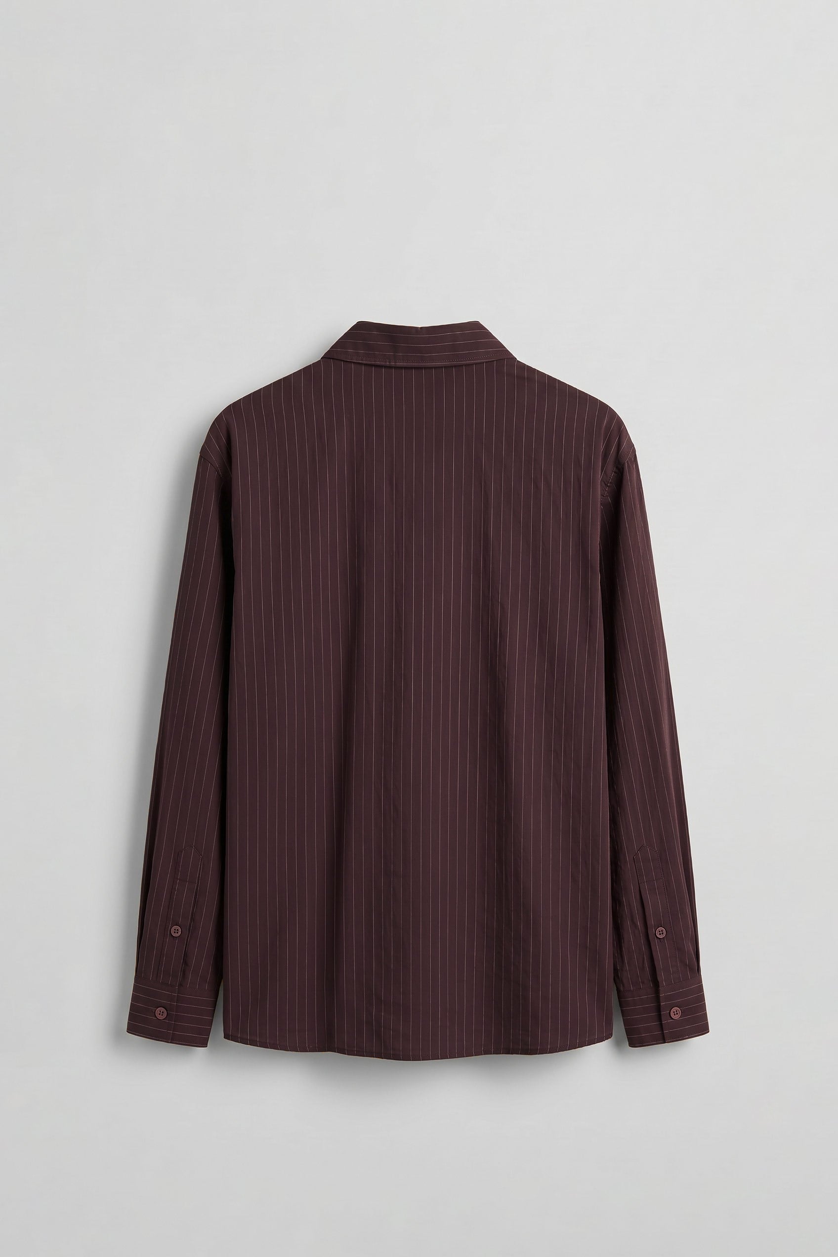 Erkek Oversize Çizgili Boxy Fit Uzun Kollu Gömlek Bordo
