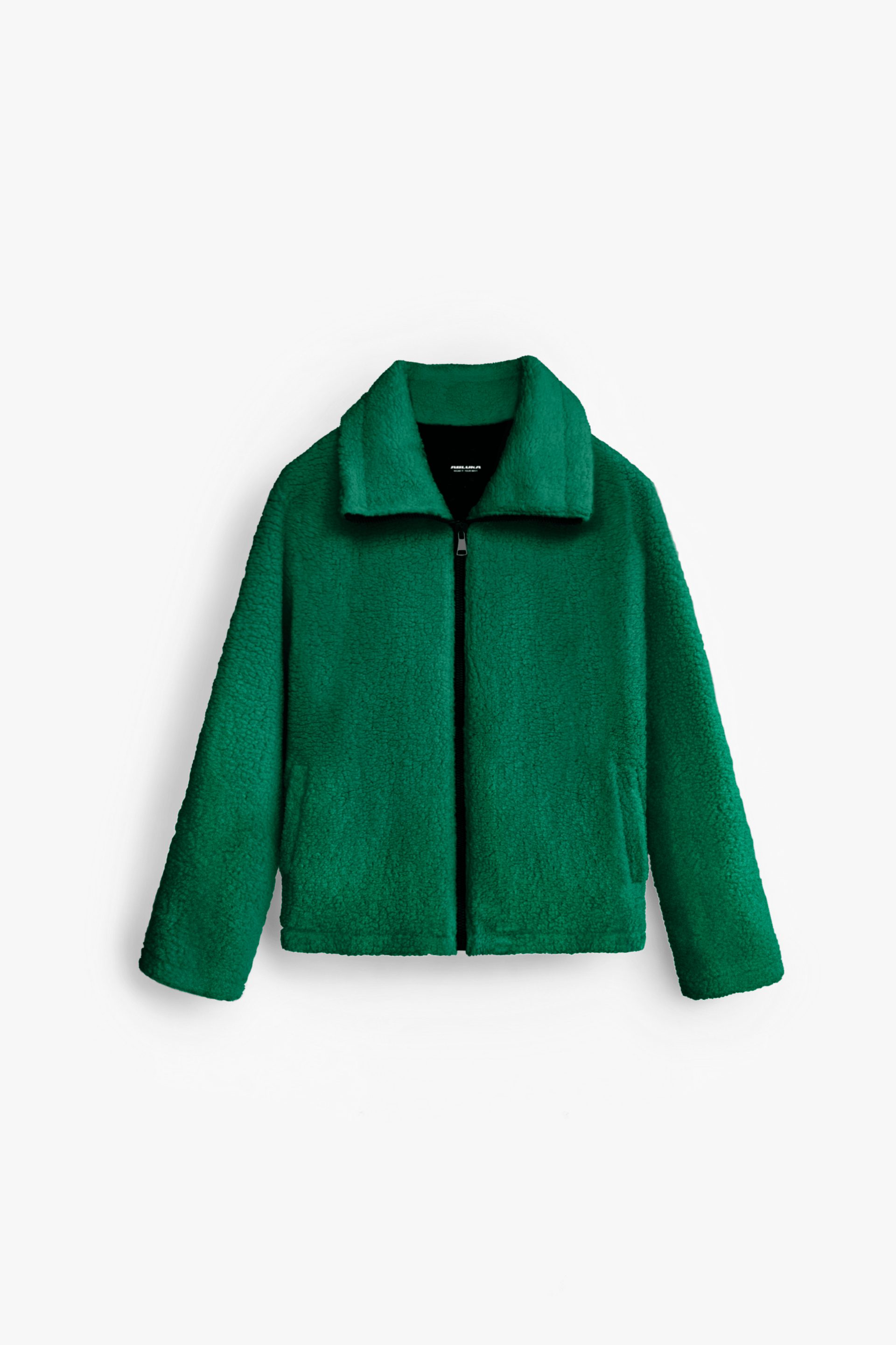 Erkek Oversize Dik Yaka Peluş Ceket Yeşil