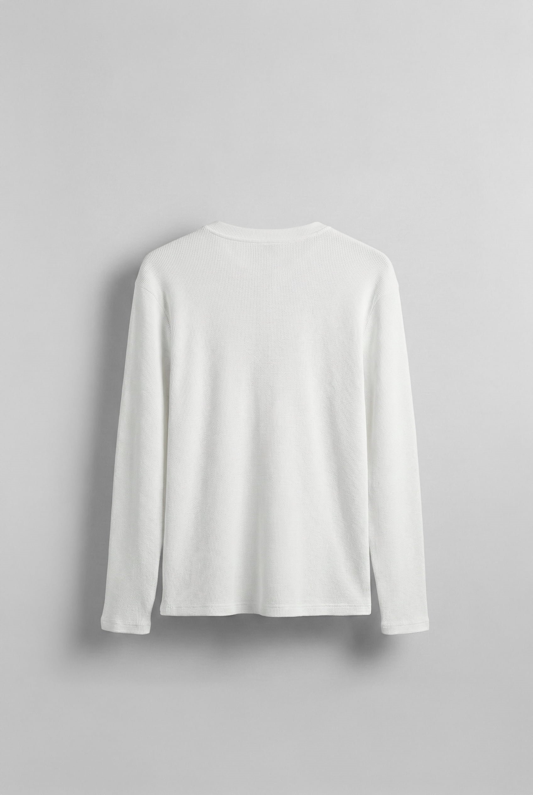 Erkek Oversize Düğmeli Basic Uzun Kollu T-shirt Ekru