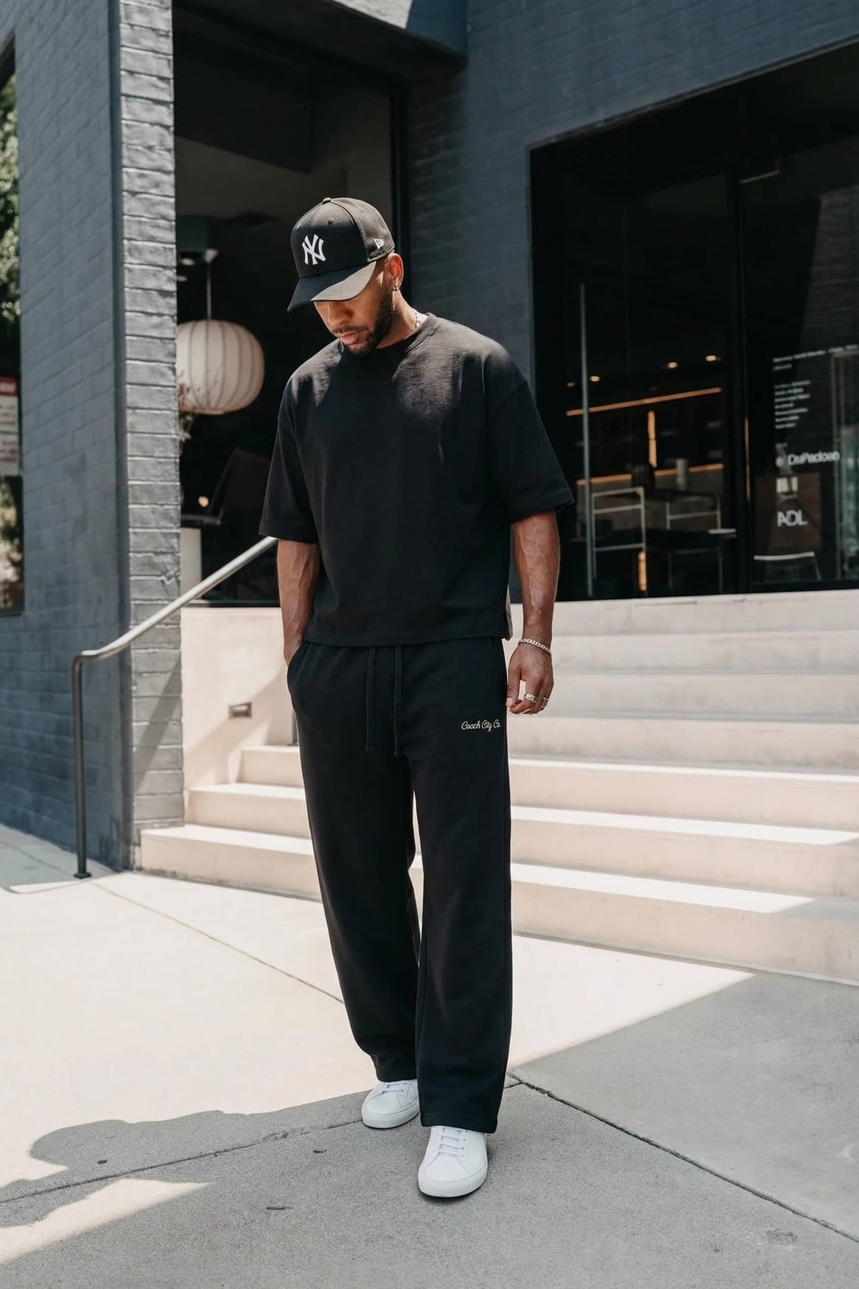 Erkek Oversize Esnek Kumaş Basic T-Shirt Siyah
