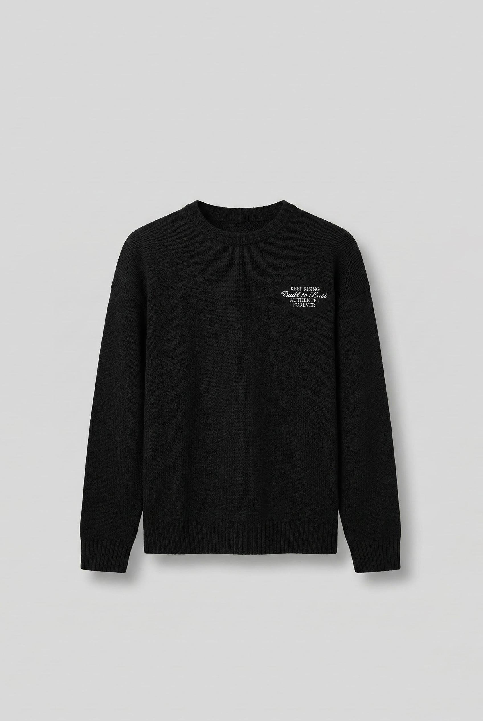 Erkek Oversize Essential Örme Kazak %100 Pamuk Siyah