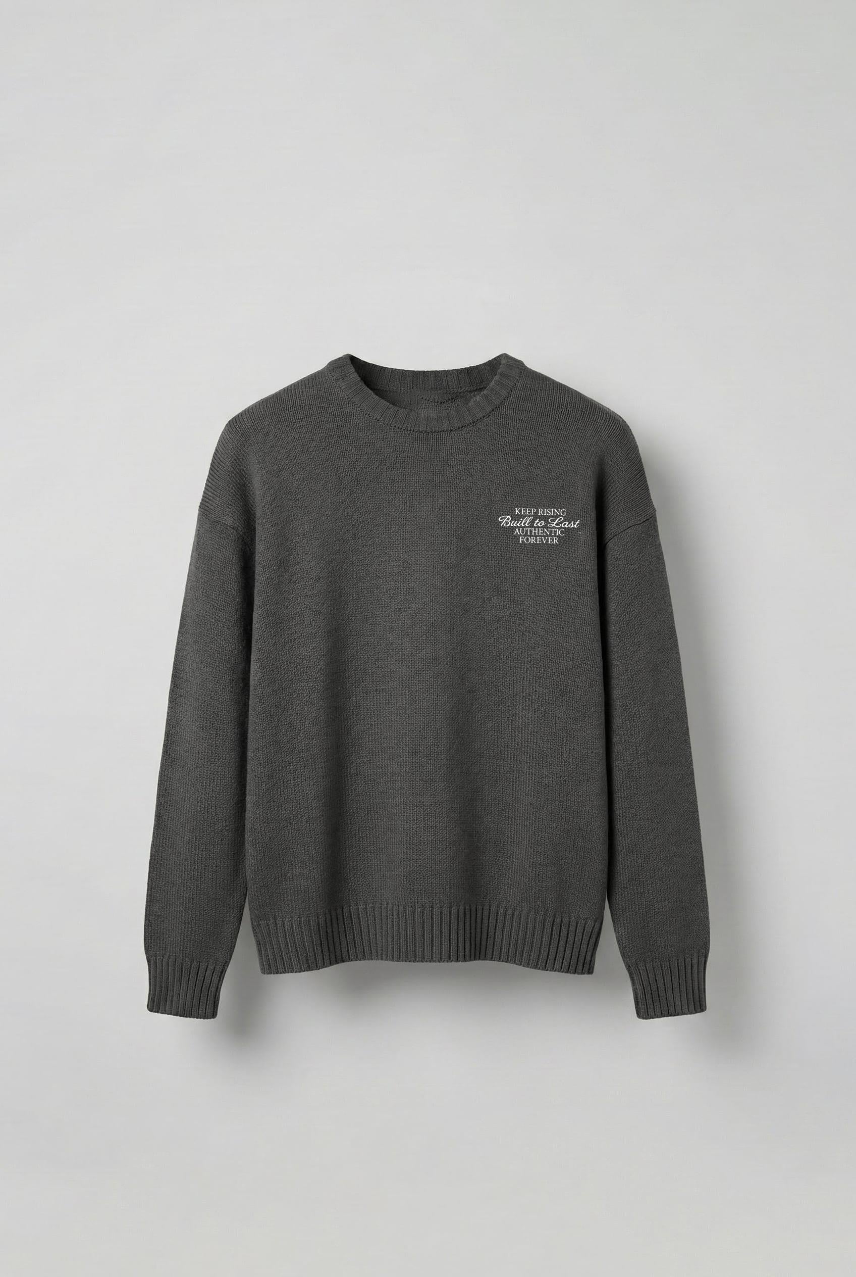 Erkek Oversize Essential Örme Kazak %100 Pamuk Gri