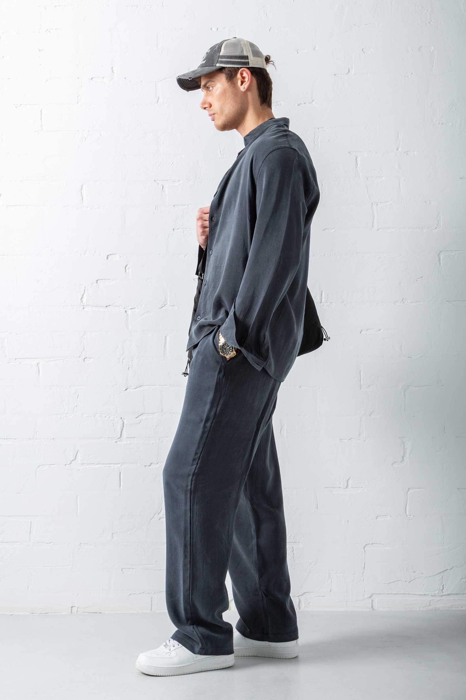 Erkek Oversize Fit Yumuşak Dokulu Gömlek Siyah