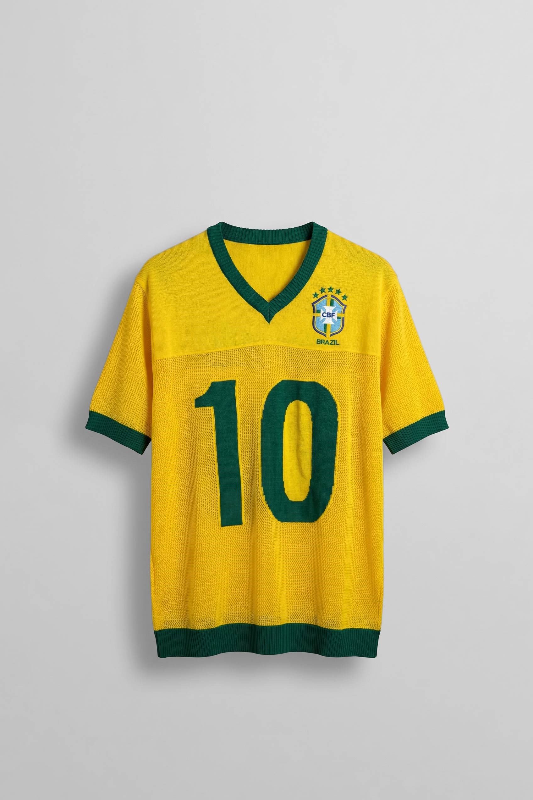 Erkek Oversize Futbol V Yaka Triko Forma T-Shirt Sarı